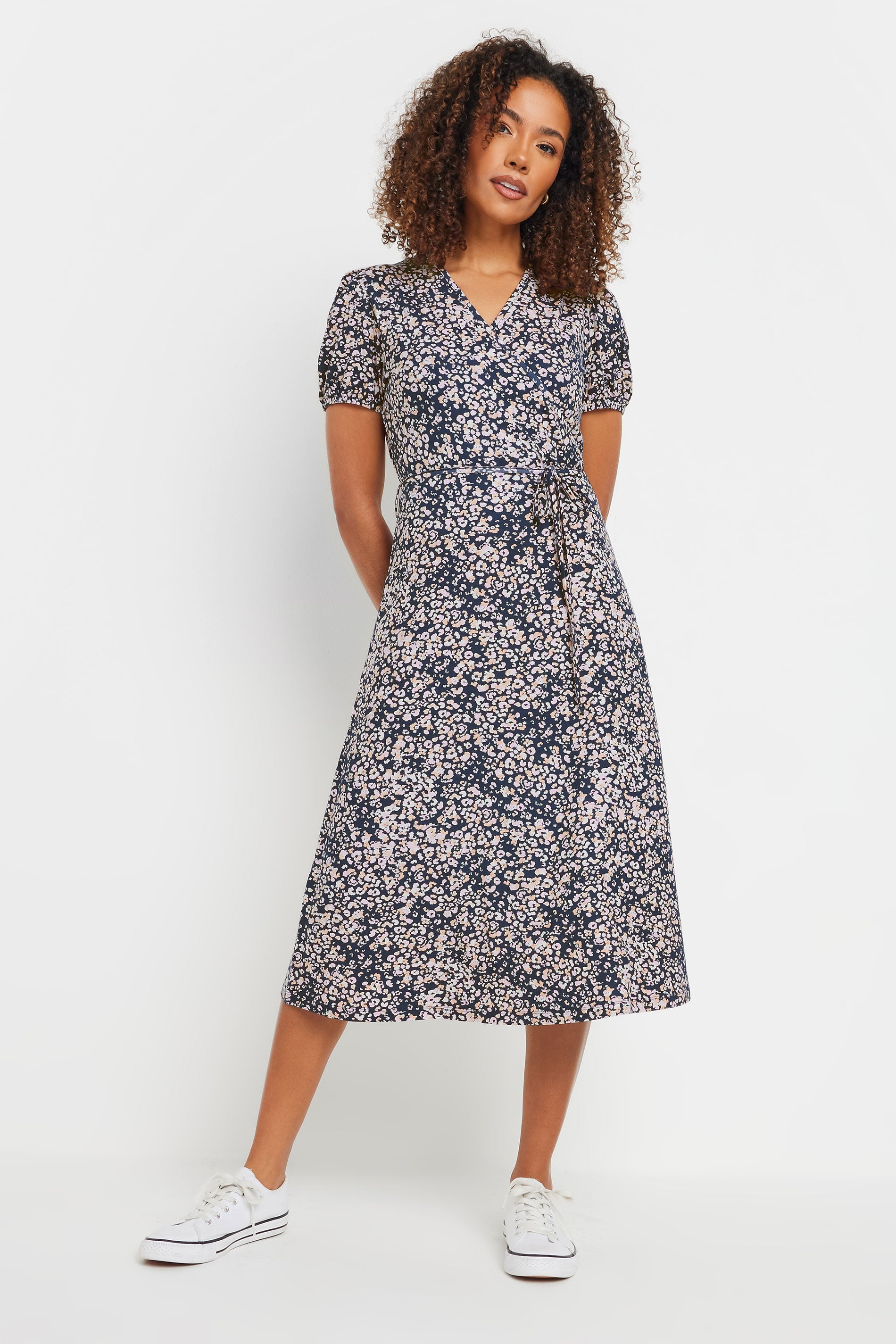 M&Co Navy Blue Animal Print Wrap Dress | M&Co 3