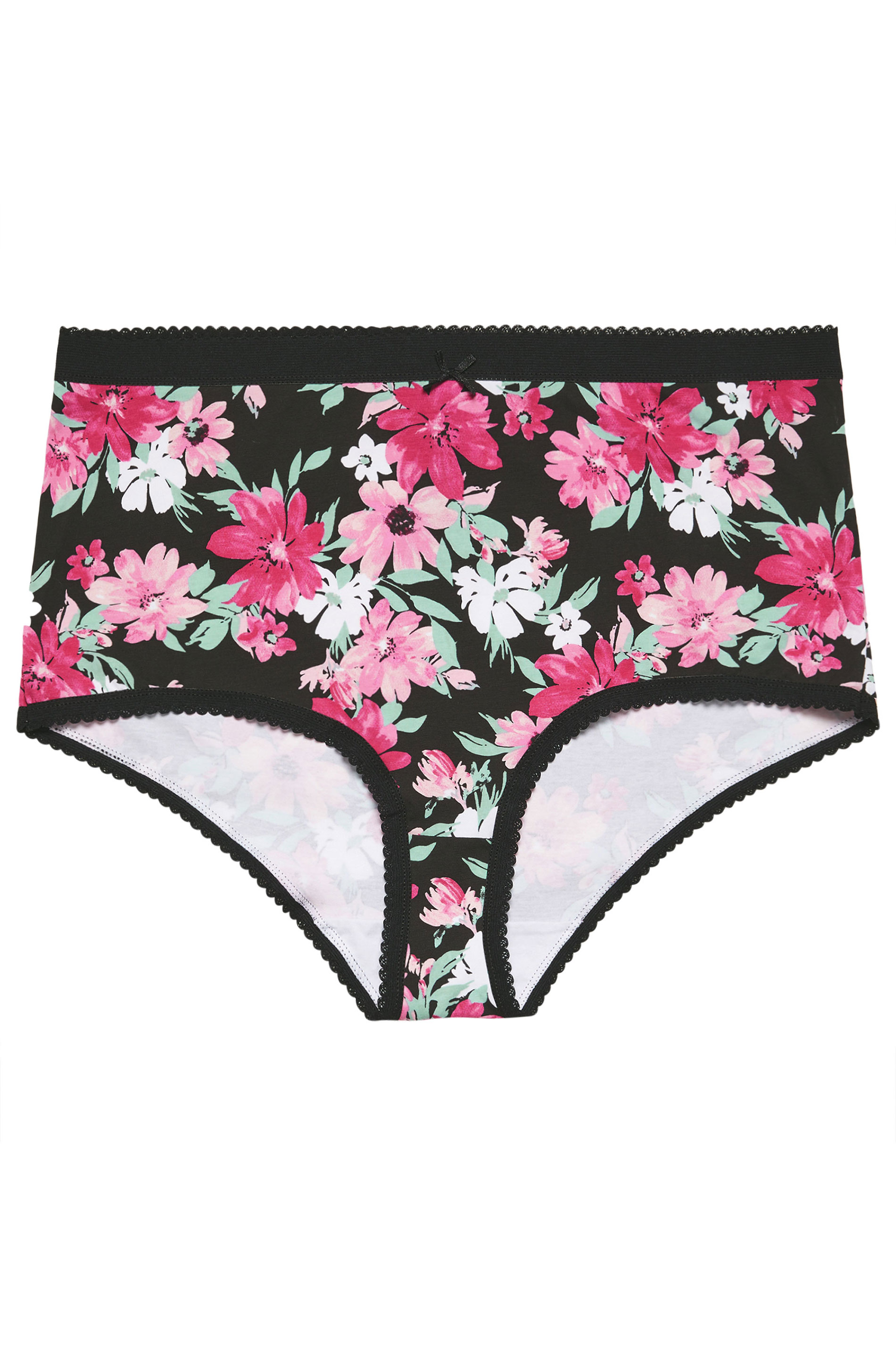 YOURSET Plus Size 5 PACK Black Floral Print Full Briefs | Yours Clothing 7
