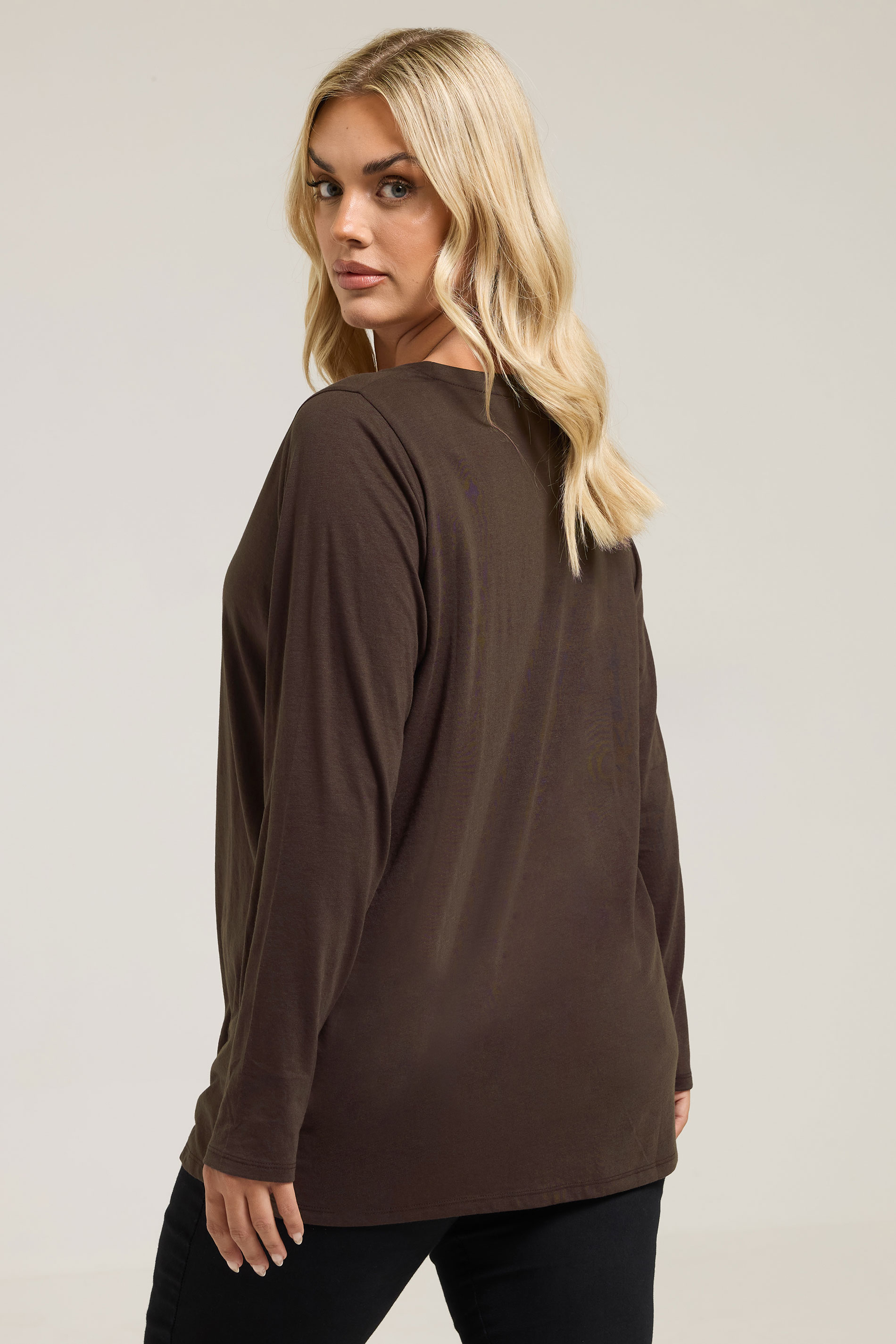 YOURS Plus Size 3 PACK Chocolate Brown Core T-Shirt Essentials Set | Yours Clothing 7