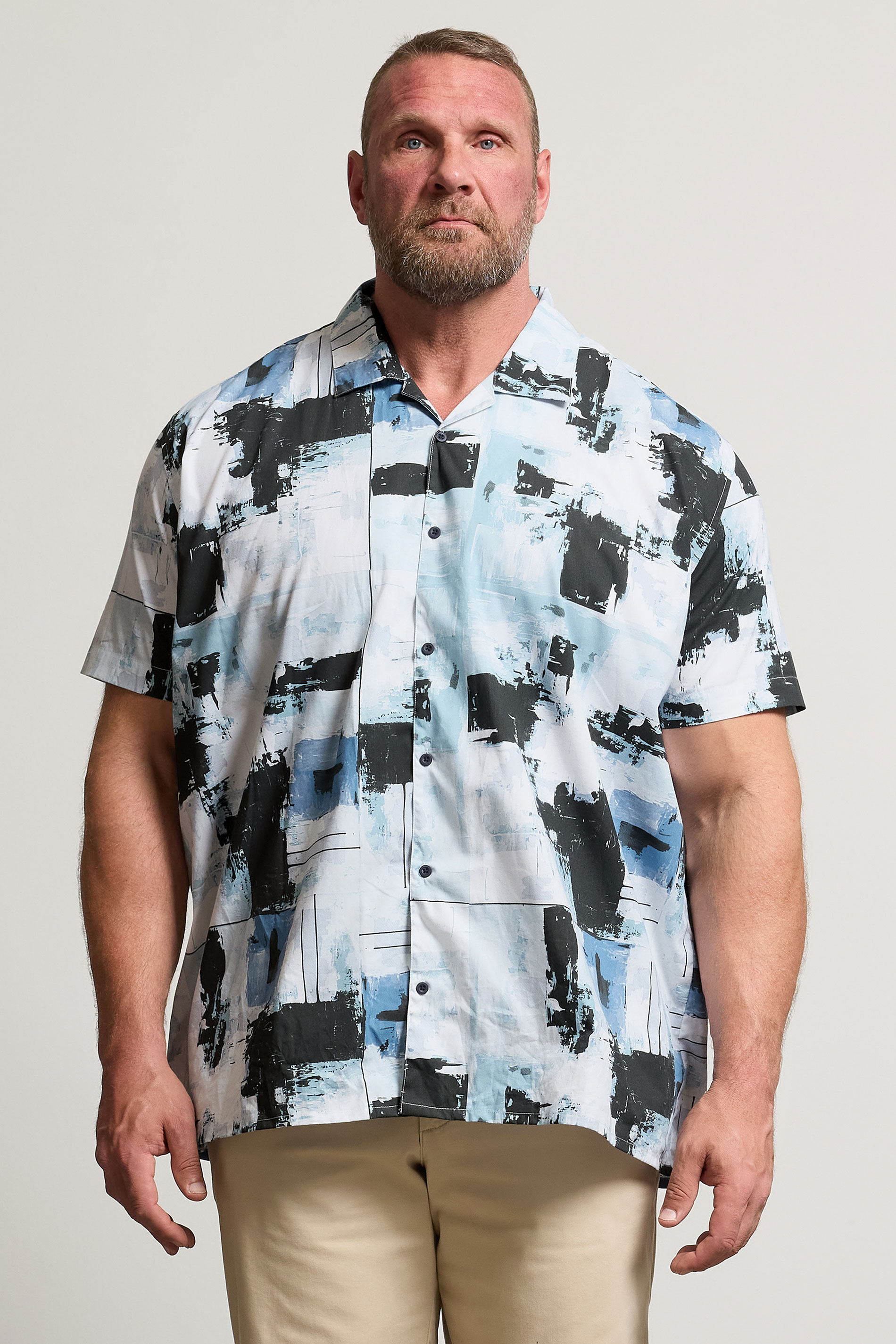 BadRhino Big & Tall Black & Blue Distressed Peached Short Sleeve Shirt | BadRhino 3