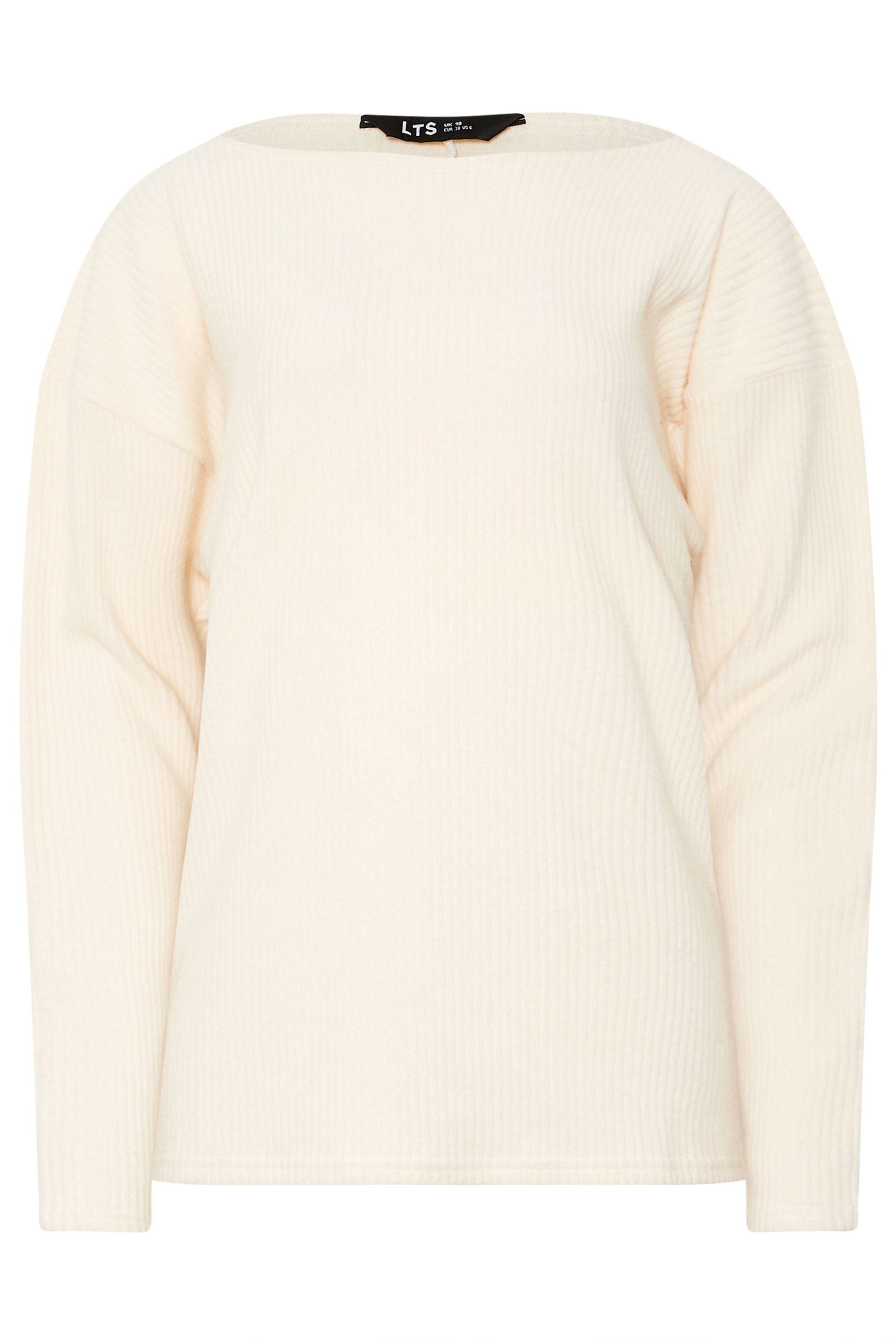 LTS Tall Cream Ribbed Soft Touch Batwing Top | Long Tall Sally 5