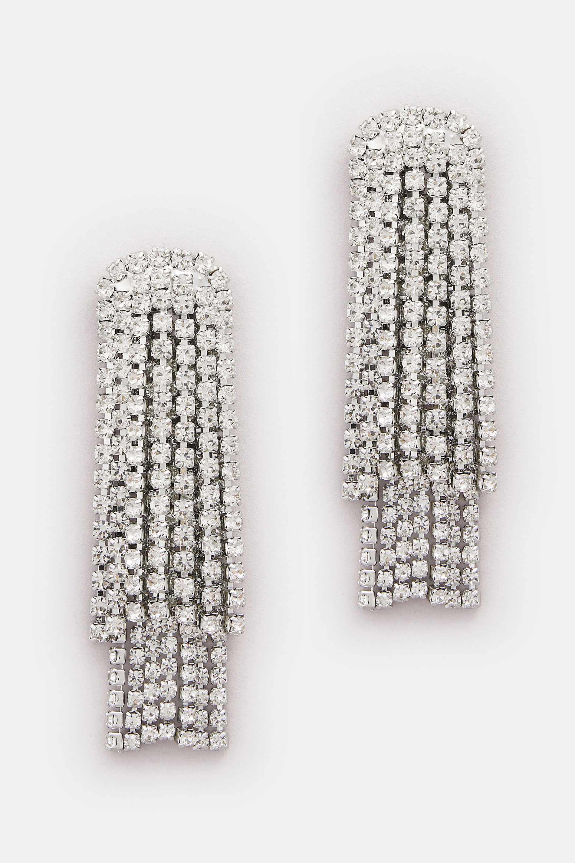 Silver Tone Diamante Drop Earrings | Yours Clothing 3