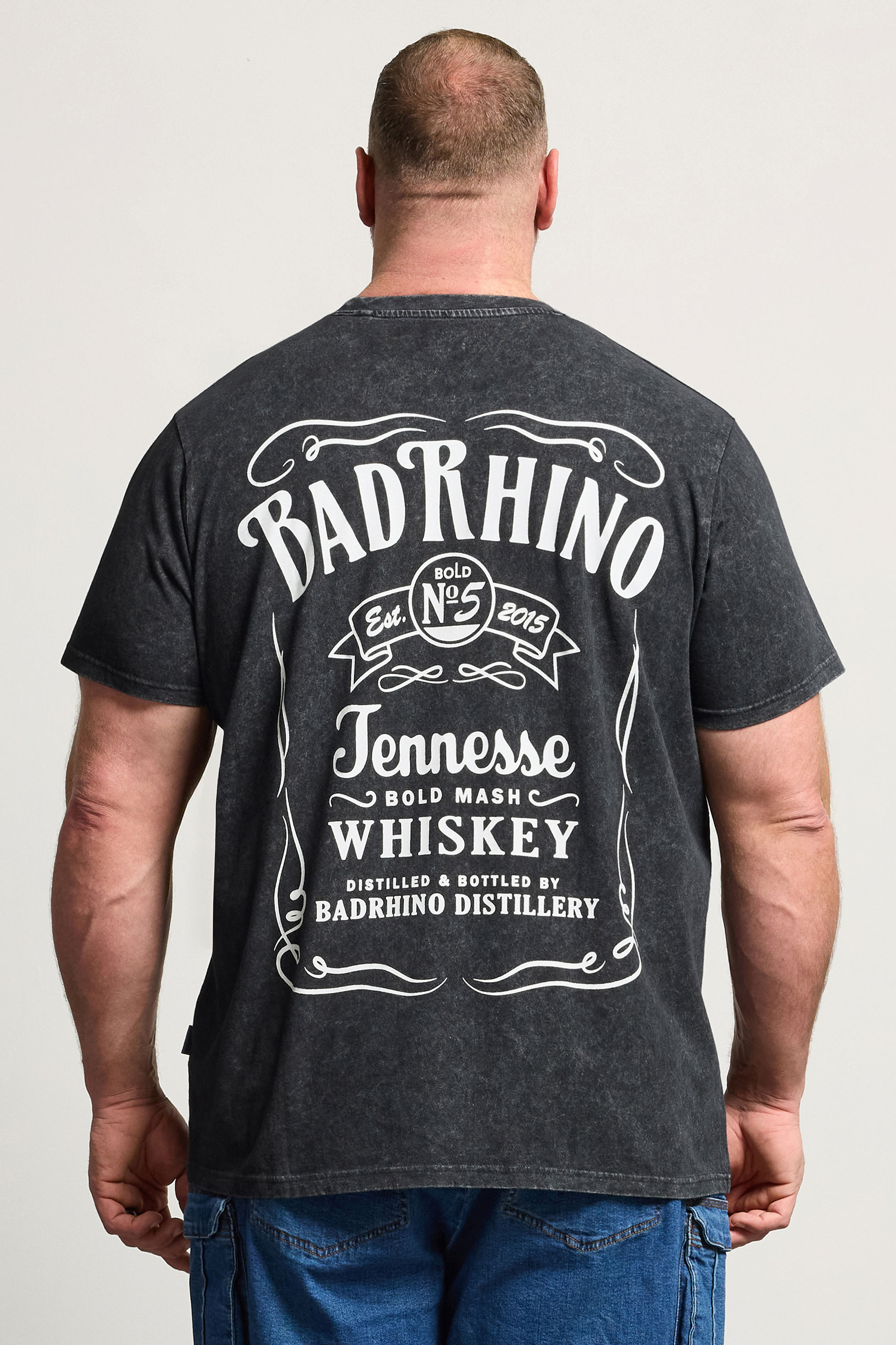BadRhino Big & Tall Black Acid Wash Whiskey Rodeo Graphic T-Shirt | BadRhino 2