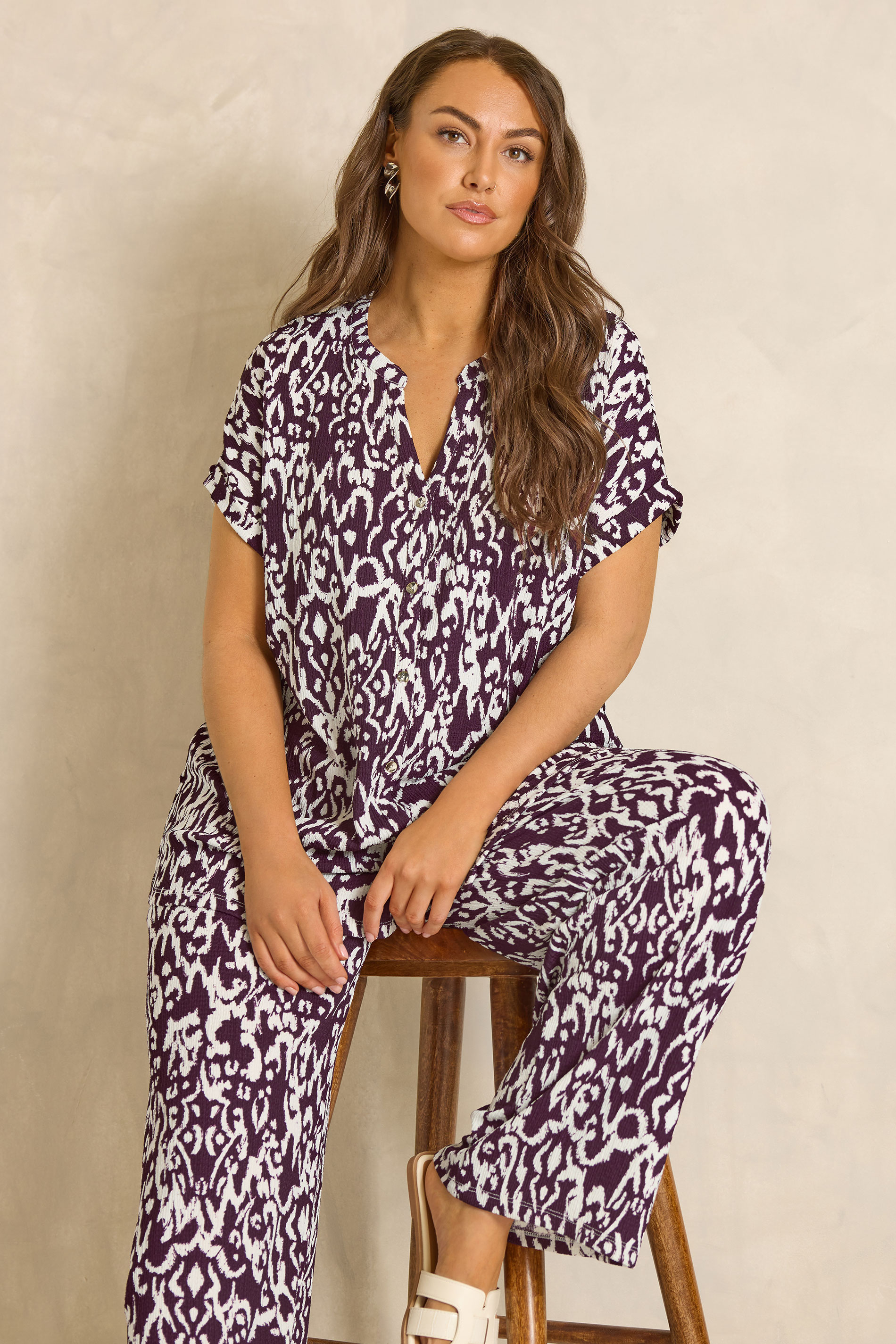 EVANS Plus Size Set Berry Red Ikat Print | Evans 1