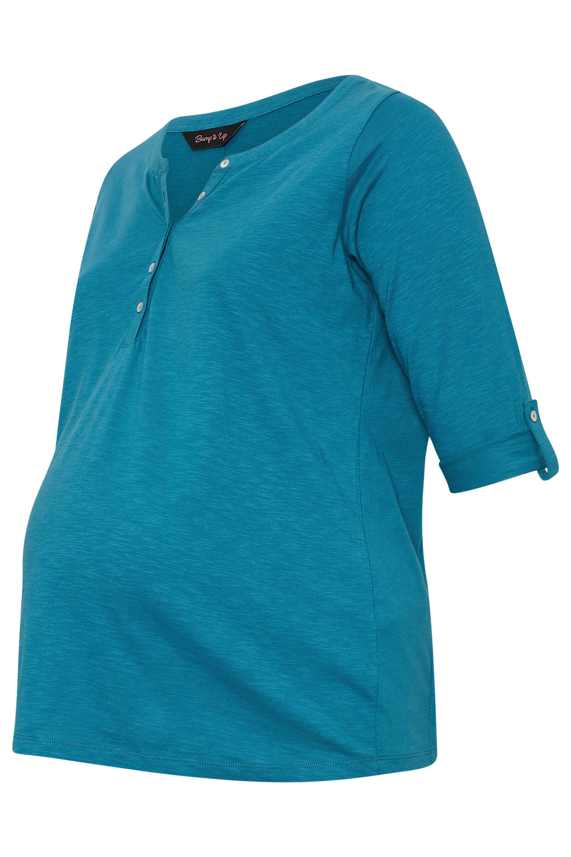BUMP IT UP MATERNITY Plus Size Blue Slub Jersey Top | Yours Clothing 6