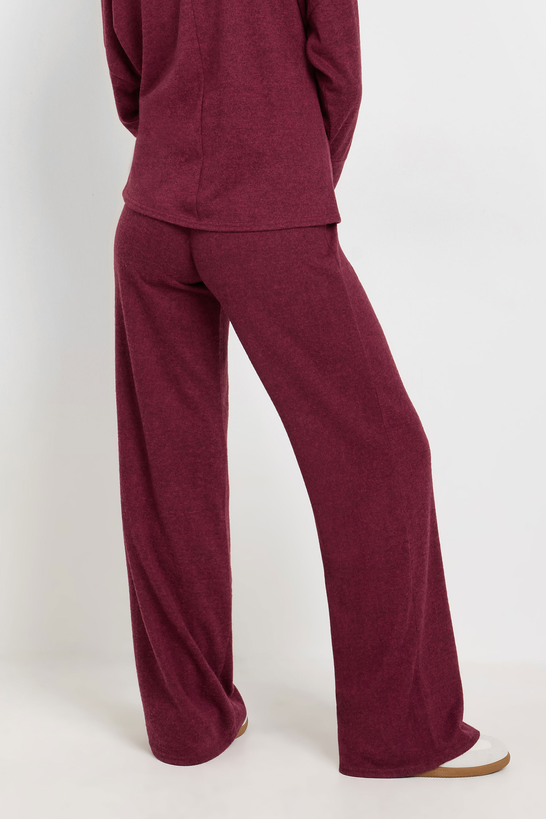 LTS Tall Burgundy Red Drawstring Wide Leg Trousers | Long Tall Sally 2