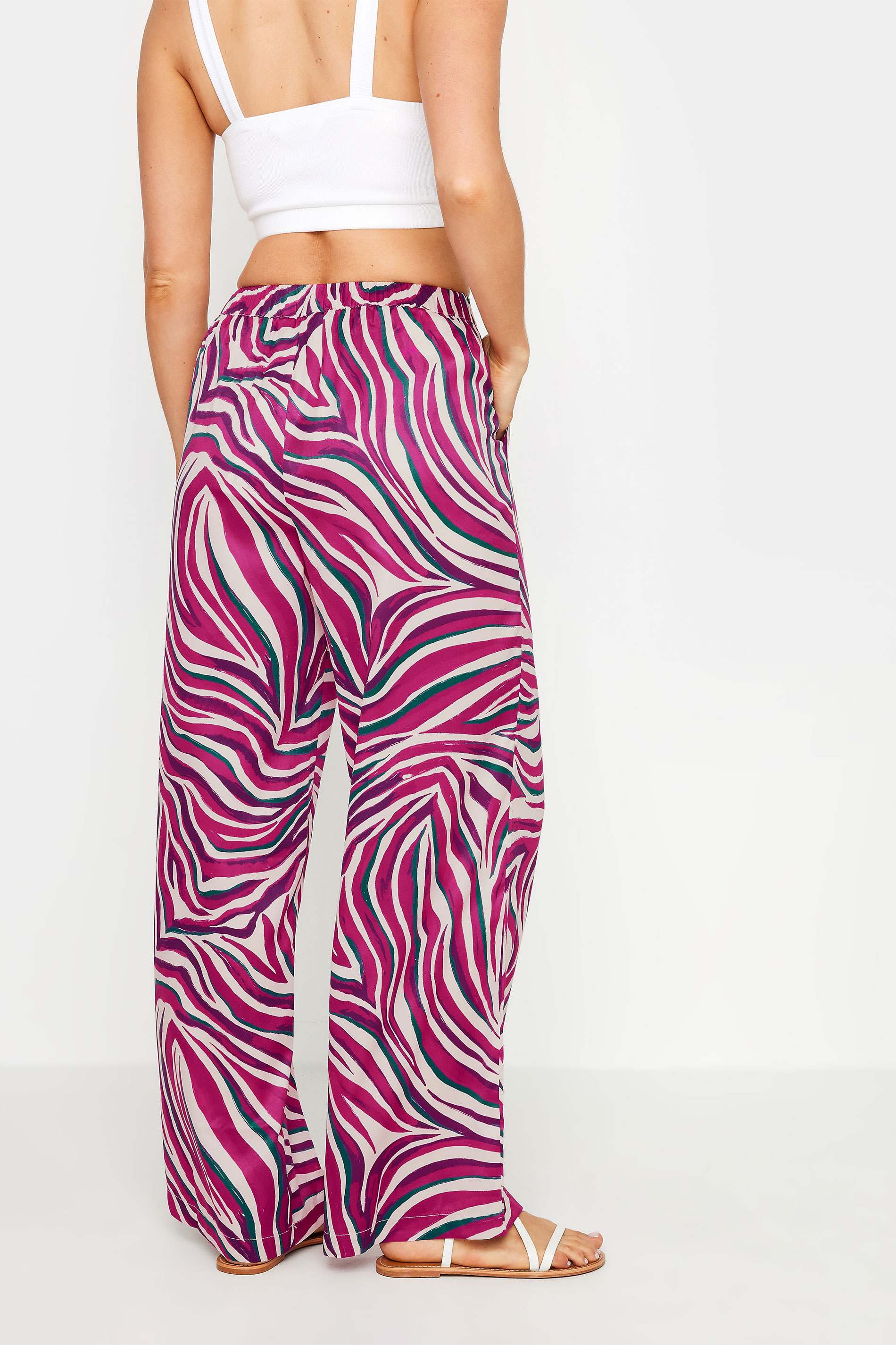 LTS Tall Women's Purple Zebra Print Wide Leg Trousers | Long Tall Sally 4