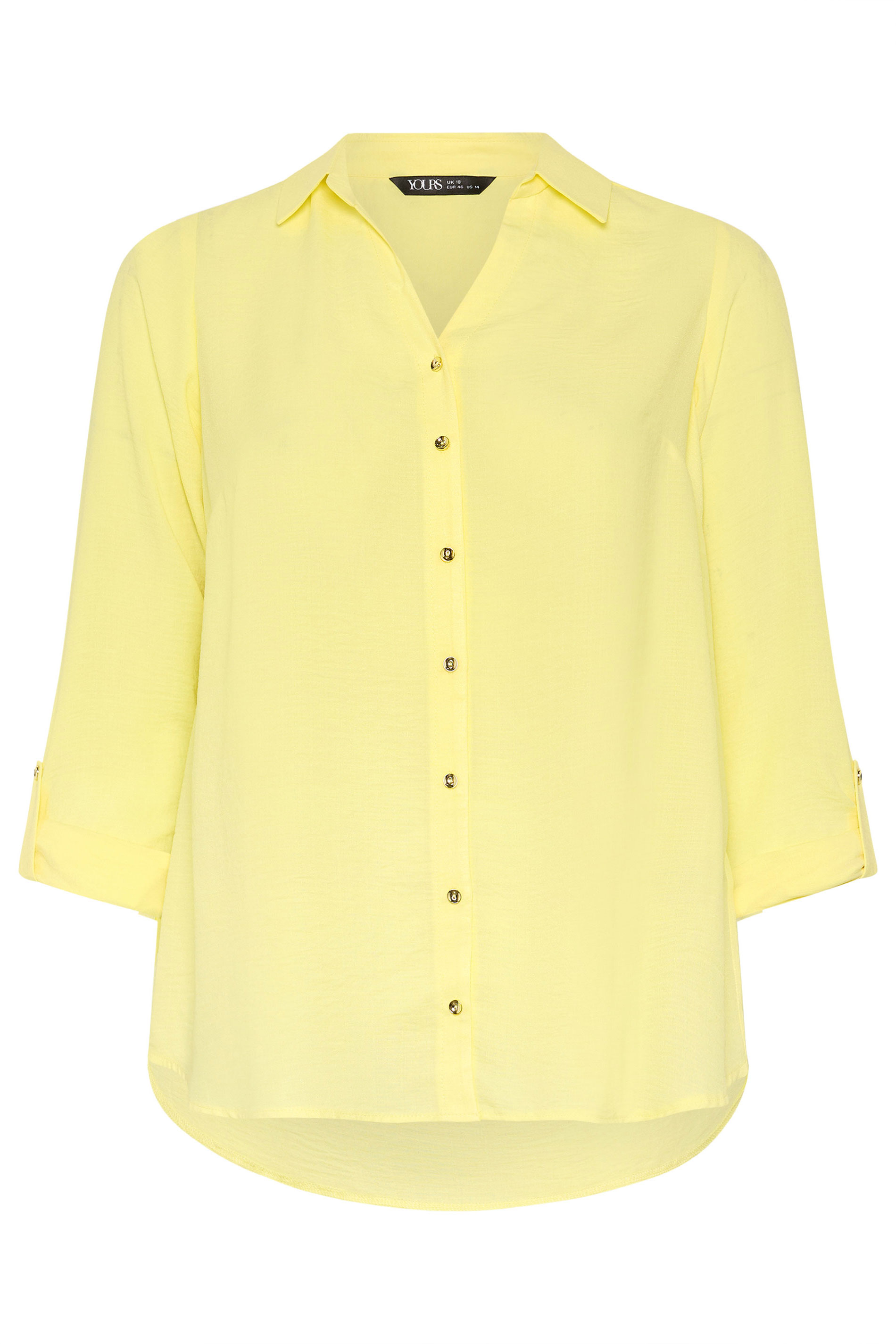 YOURS Plus Size Yellow Button Through Blouse | Yours Clothing 5