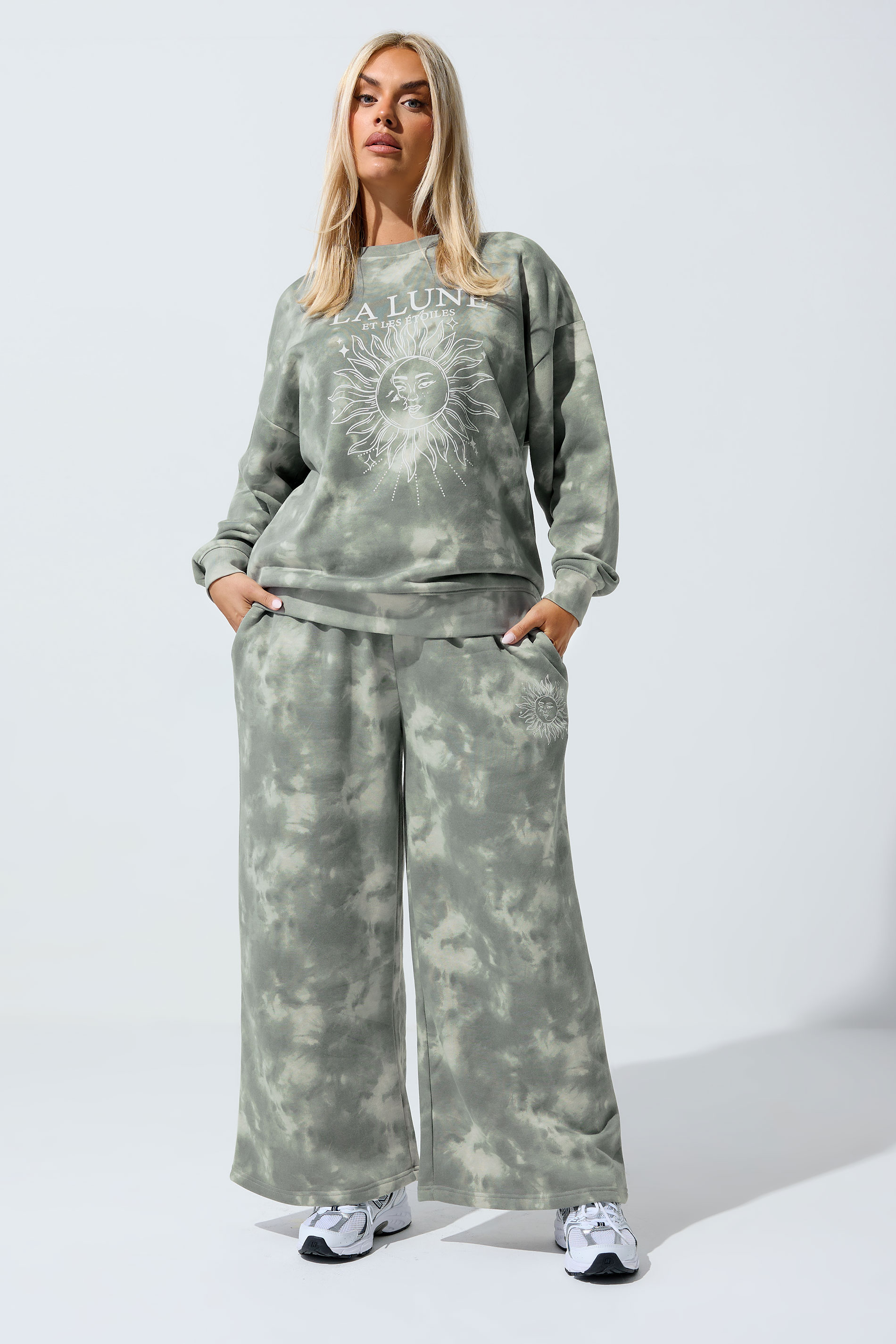 LIMITED COLLECTION Plus Size Grey 'La Lune' Tie Dye Sweatshirt | Yours Clothing 2
