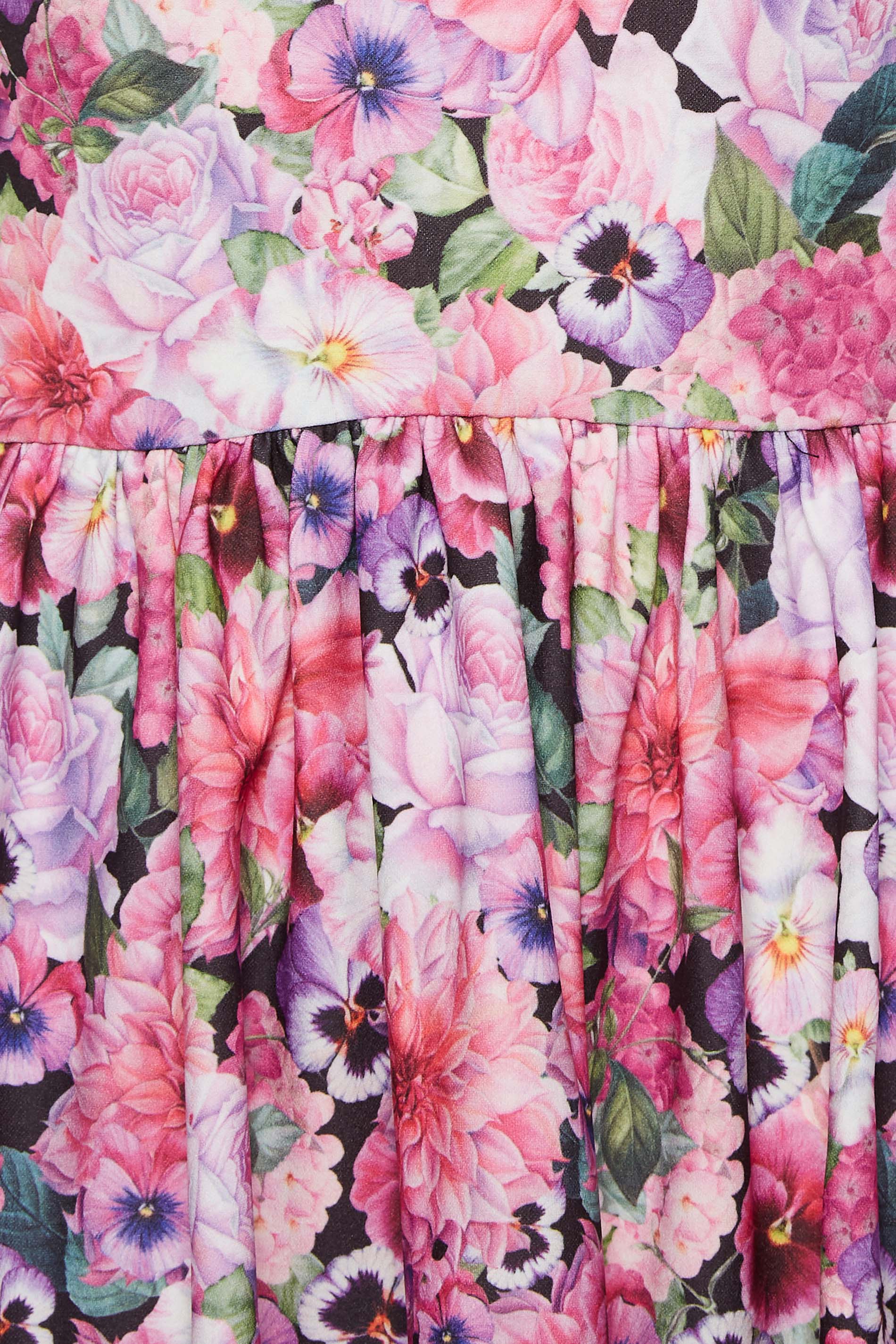 PixieGirl Black Floral Border Bardot Dress | PixieGirl 6