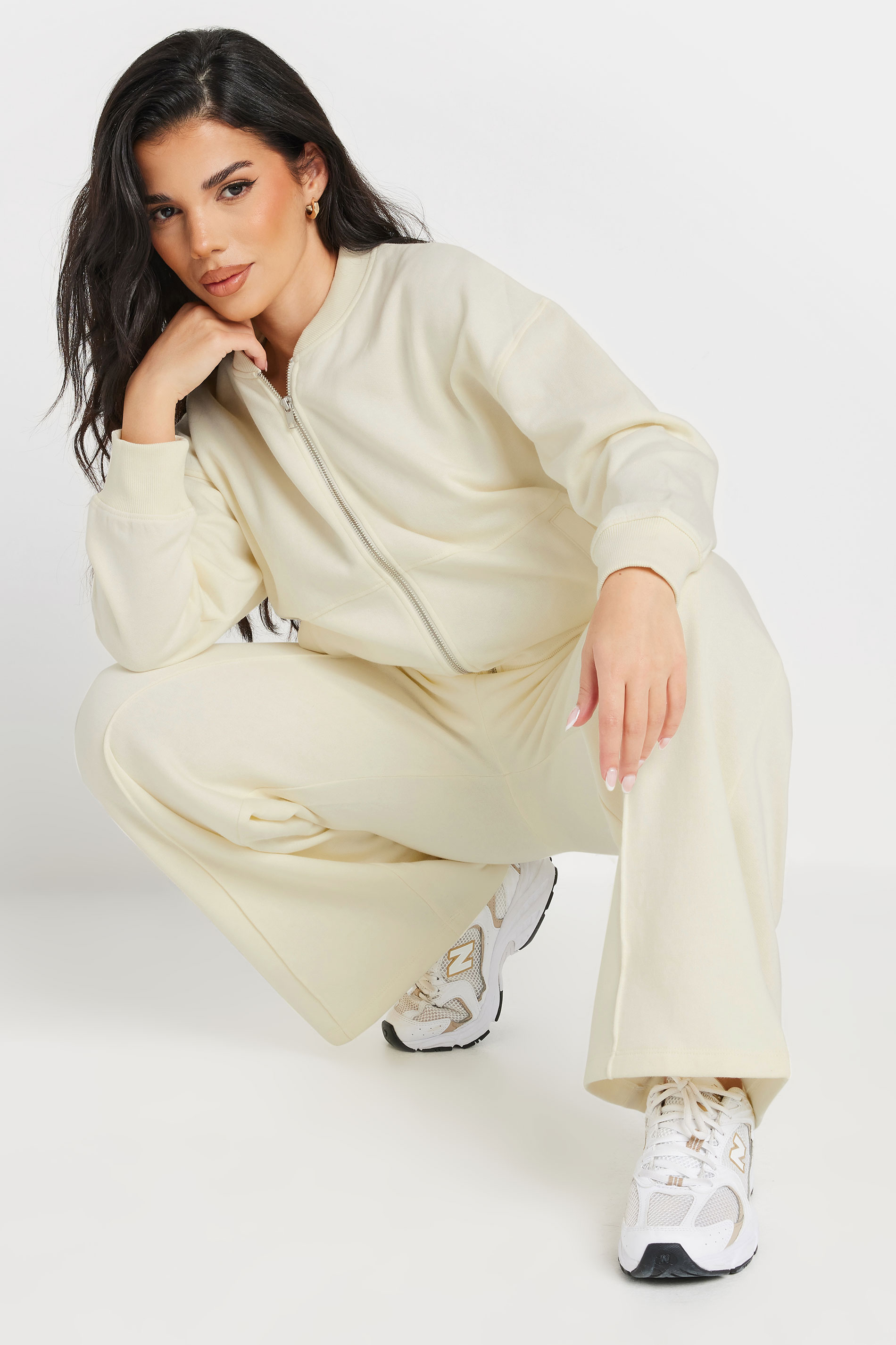 PixieGirl Petite Women's Cream Wide Leg Joggers | PixieGirl 5