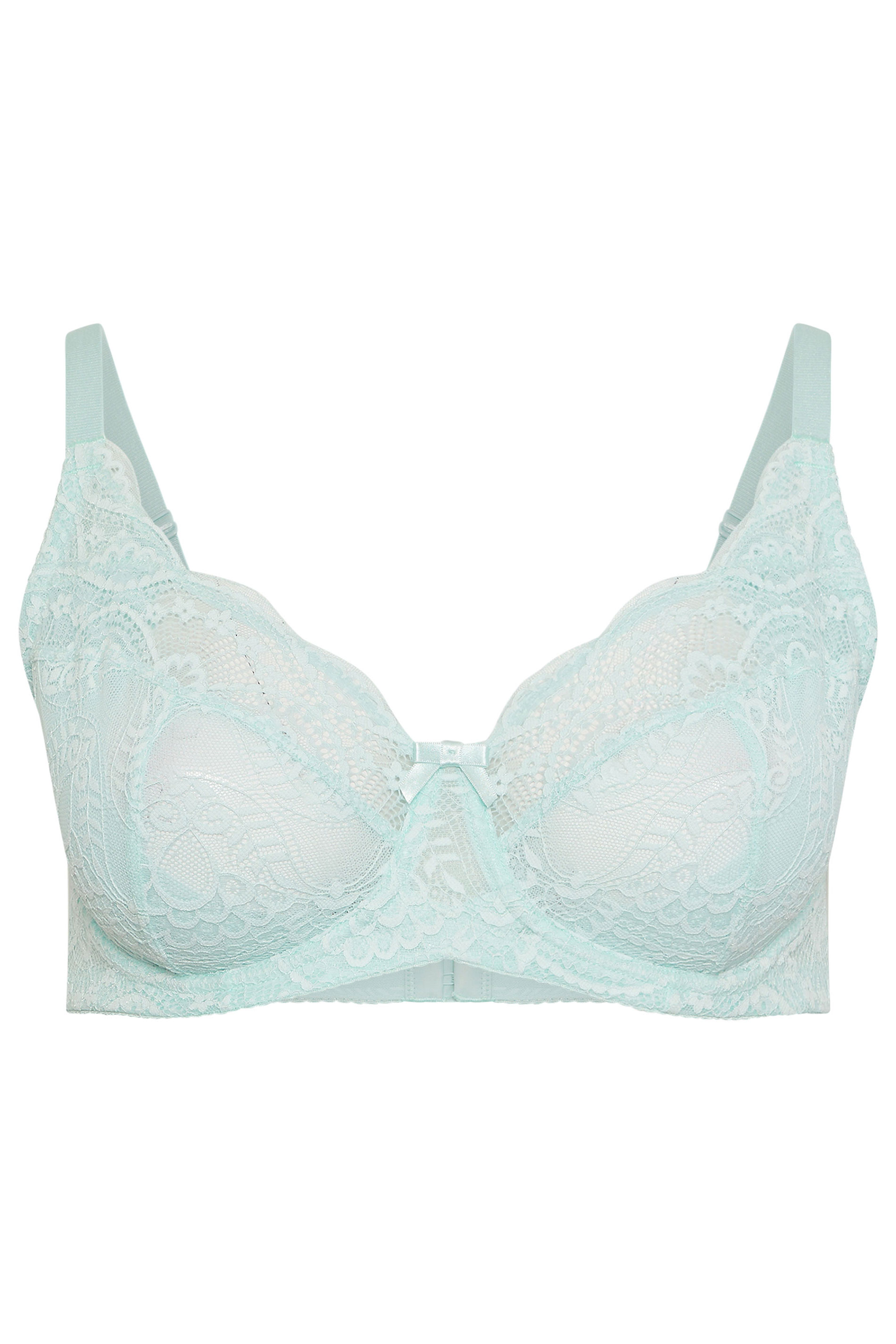 YOURSET 2 PACK Plus Size Mint Green & White Swirl Lace Bras | Yours Clothing 9