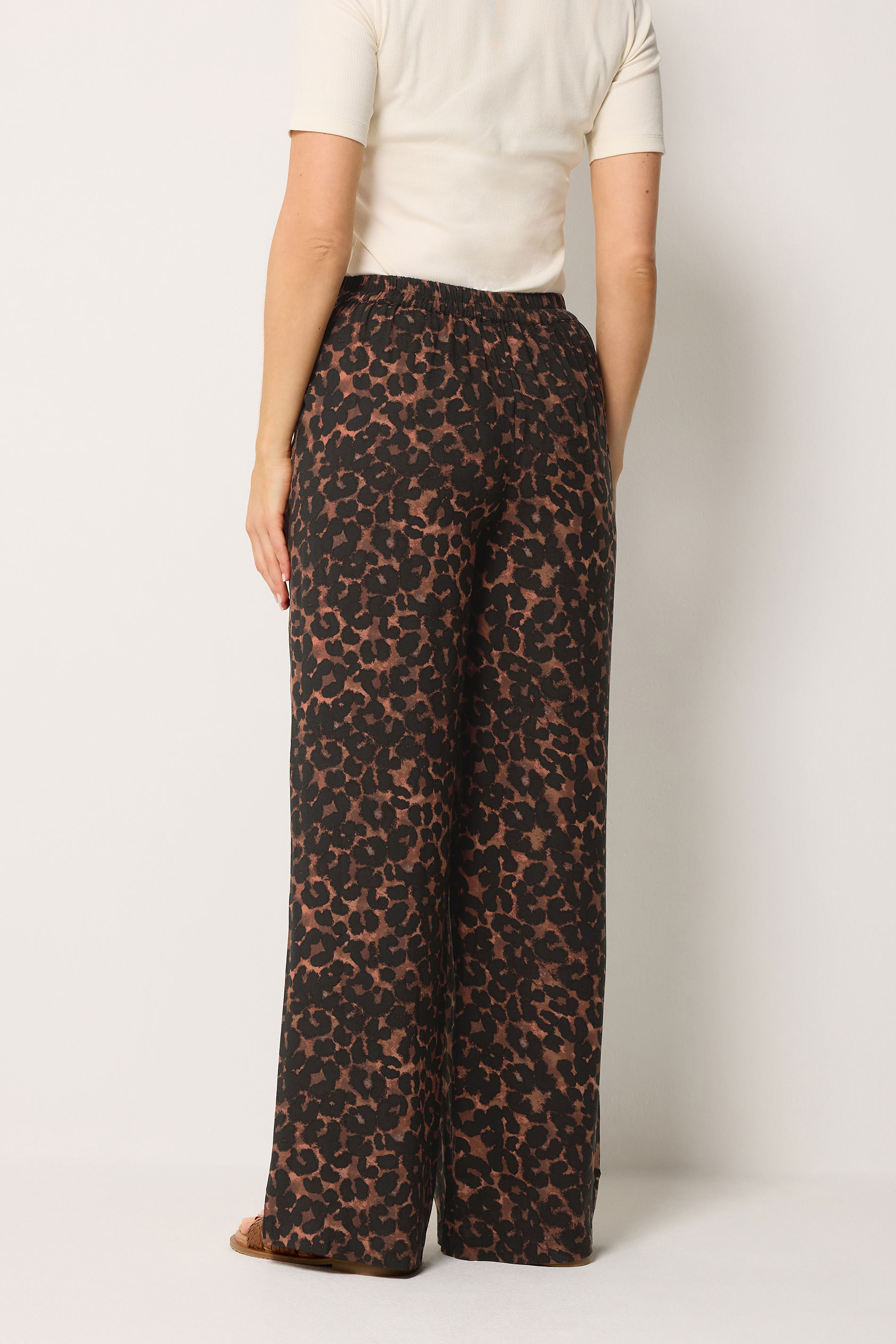 LTS Tall Women's Chocolate Brown Leopard Print Wide Leg Trousers | Long Tall Sally 2
