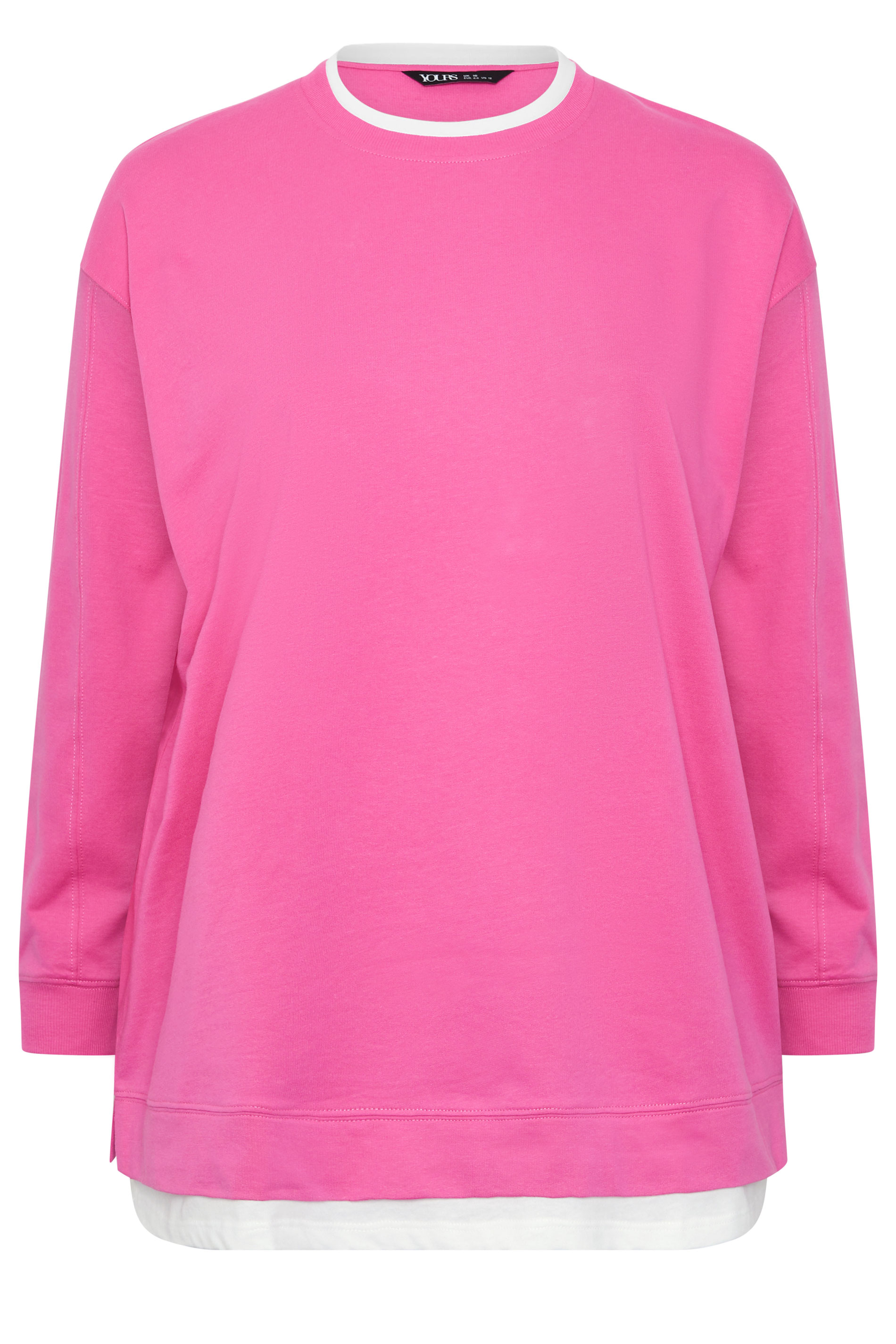 YOURS Plus Size Pink 2-In-1 Crew Neck Sweatshirt | Yours Clothing 5