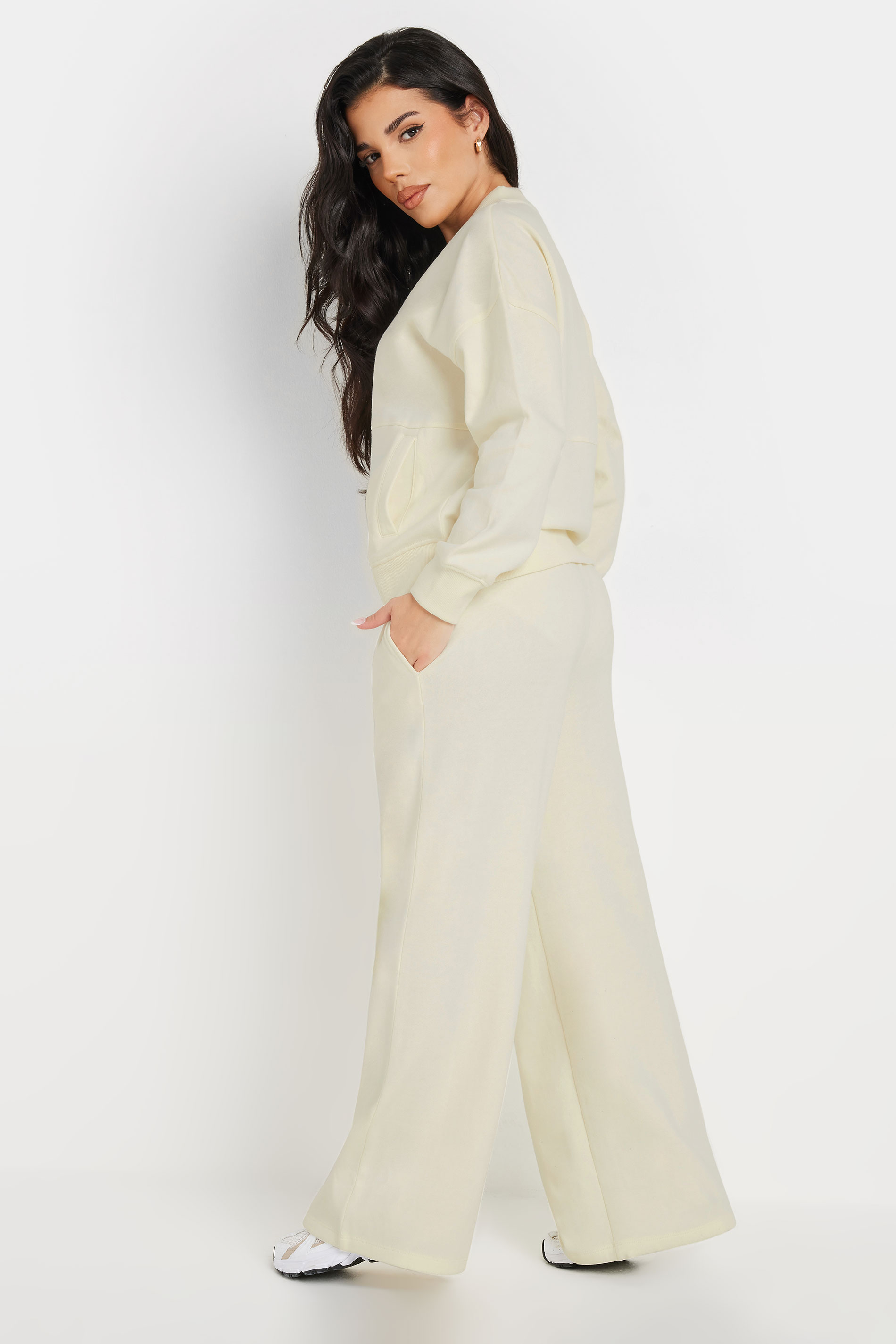 PixieGirl Petite Women's Cream Wide Leg Joggers | PixieGirl 4