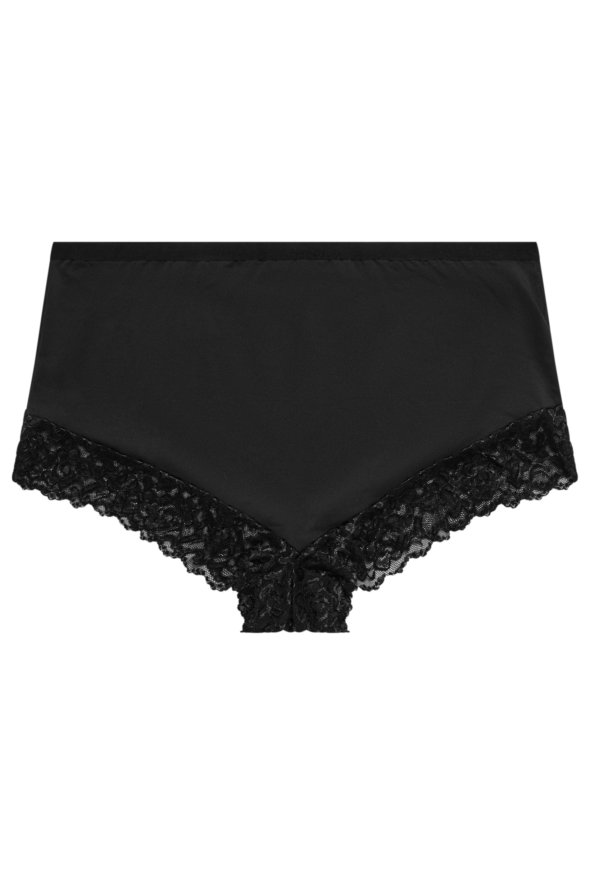 YOURSET 3 PACK Plus Size Black Lace Trim Briefs | Yours Clothing  6