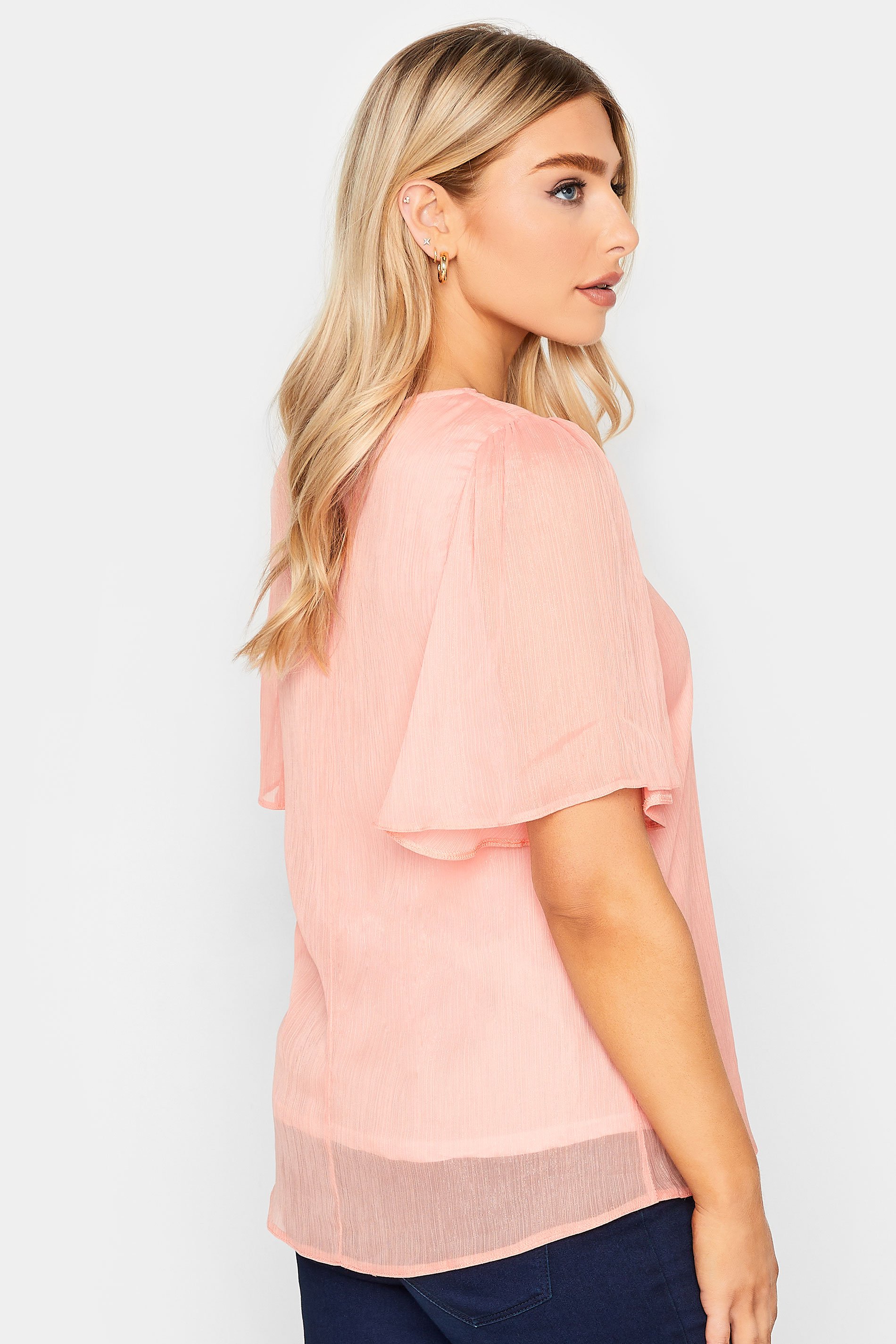 M&Co Pink Shimmer Angel Sleeve Blouse | M&Co 3
