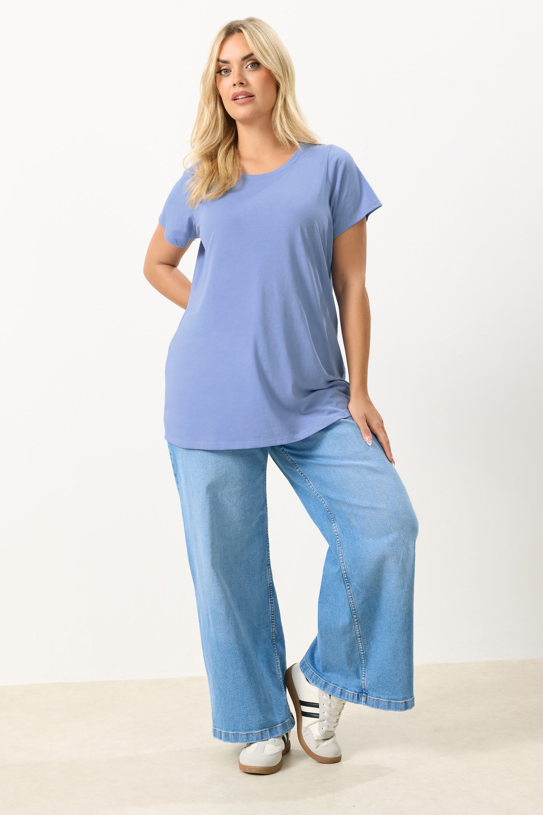 YOURS Plus Size Blue Core T-Shirt | Yours Clothing 1