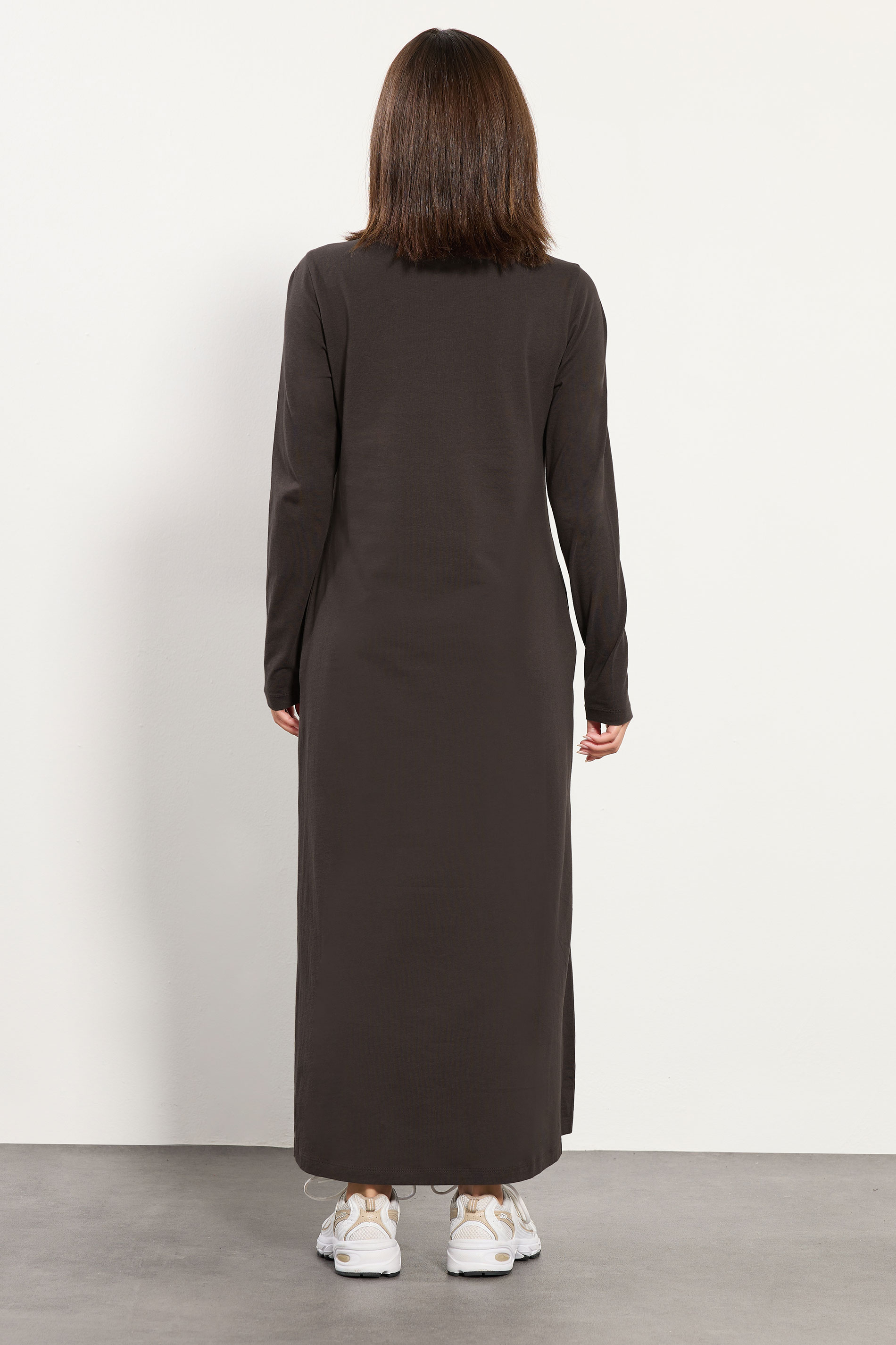 PixieGirl Petite Women's Chocolate Brown T-Shirt Cotton Maxi Dress | PixieGirl 2