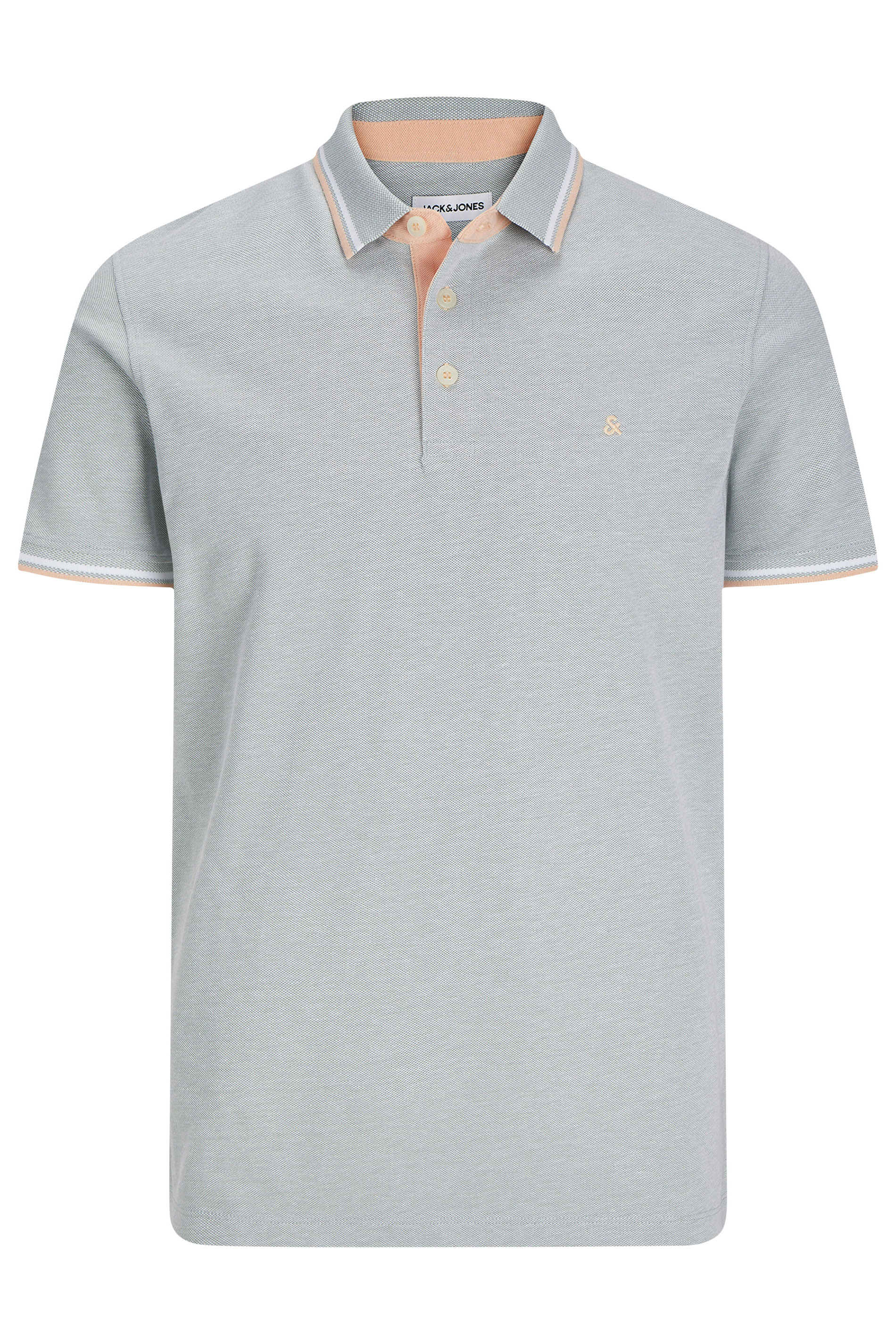 JACK & JONES Big & Tall Light Grey Paulos Polo Shirt | BadRhino 2