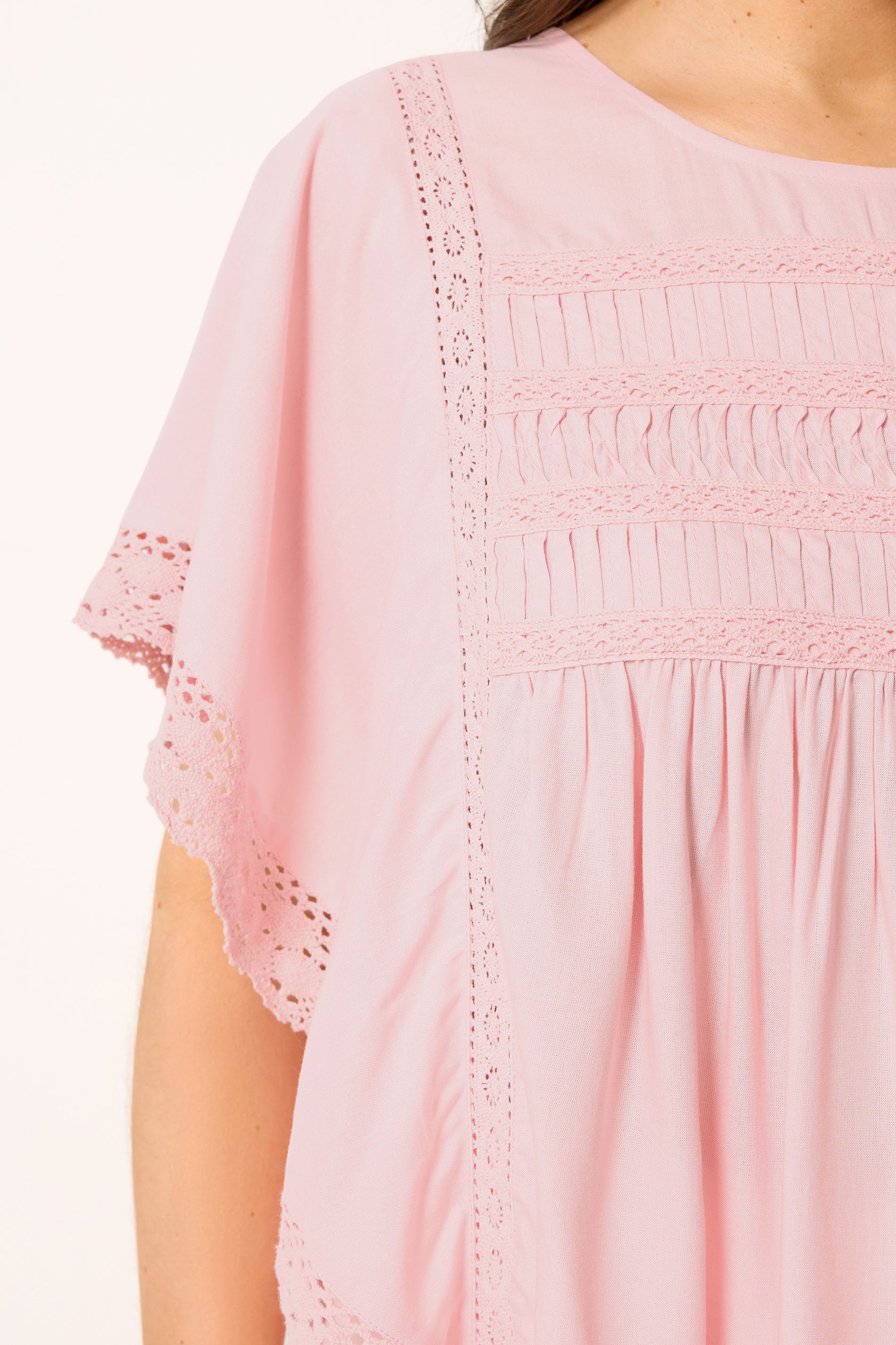 YOURS Plus Size Pink Crochet Detail Blouse | Yours Clothing 4