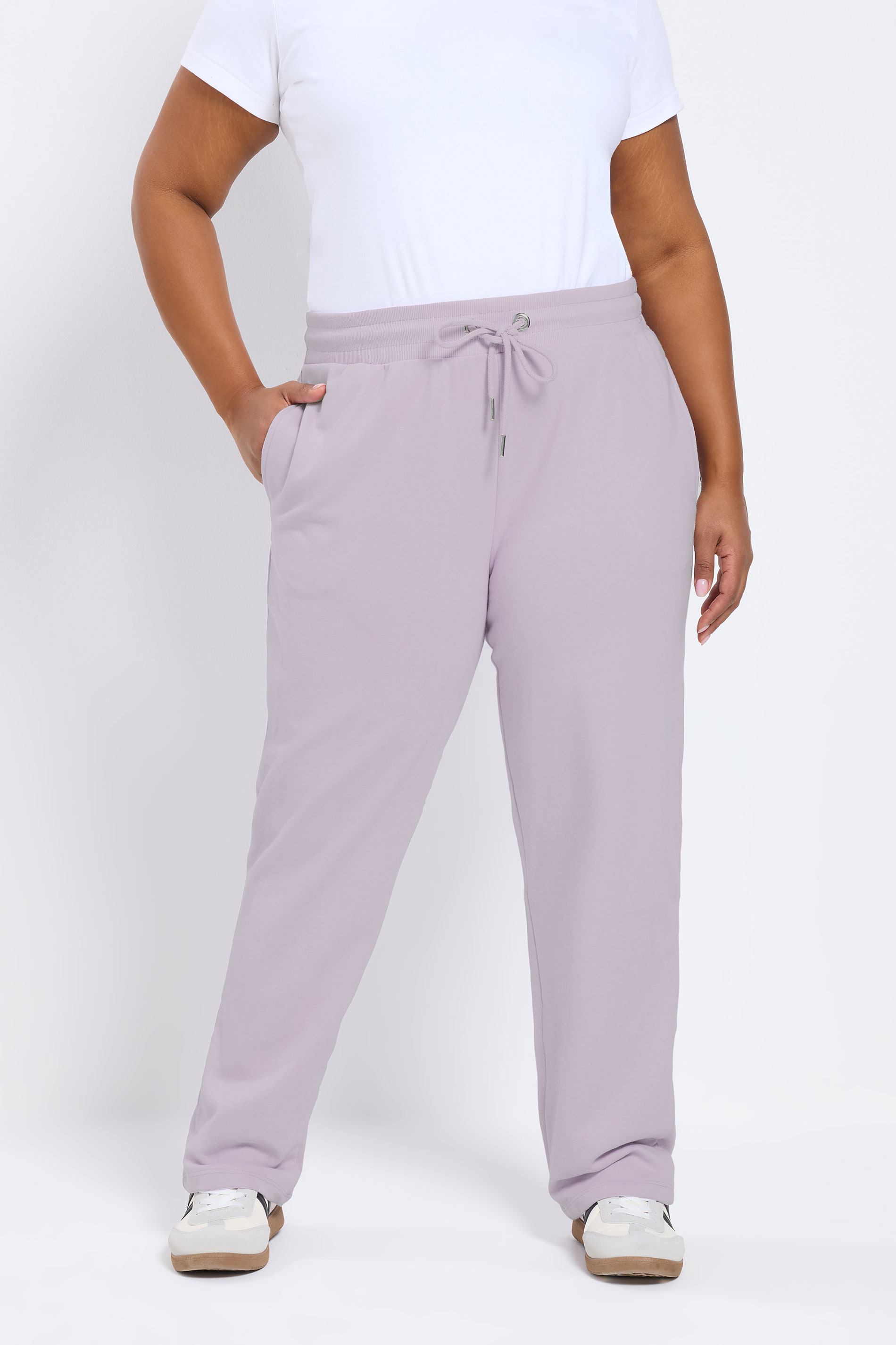 YOURS Plus Size Purple Tie Waist Joggers | Yours Clothing 3