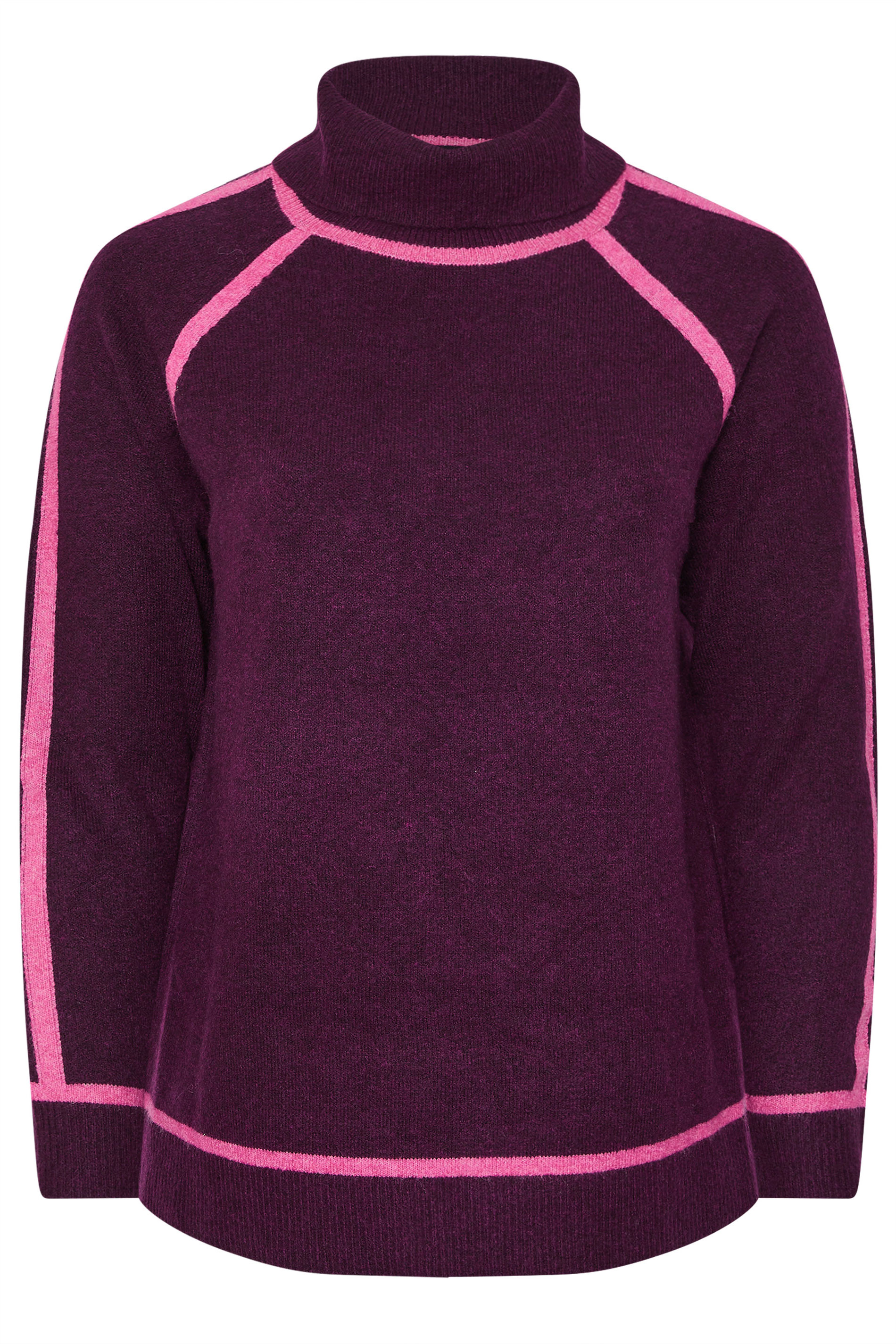EVANS Plus Size Purple Contrast Tipped Jumper | Evans 5