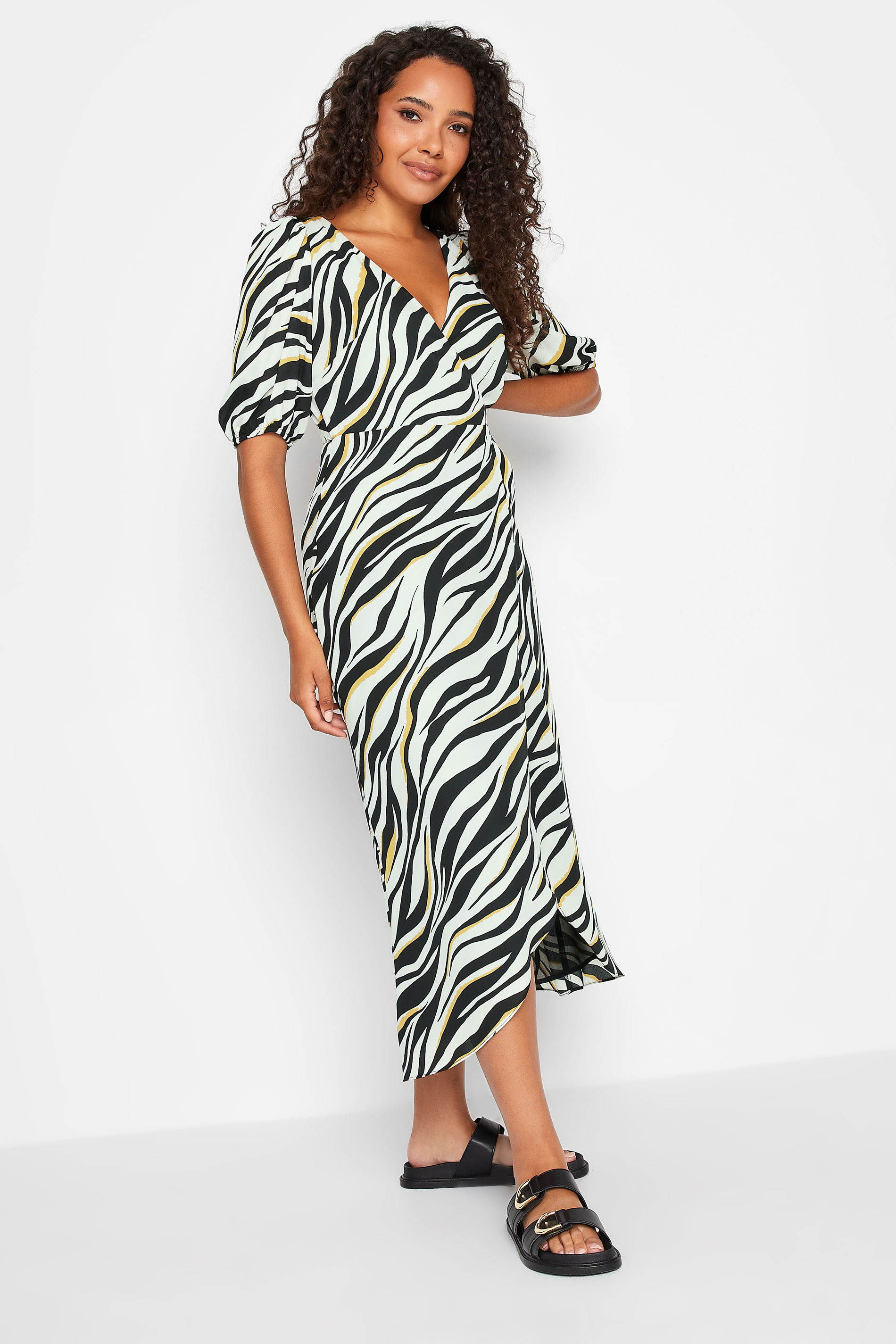 M&Co Black Zebra Print Wrap Dress | M&Co 1