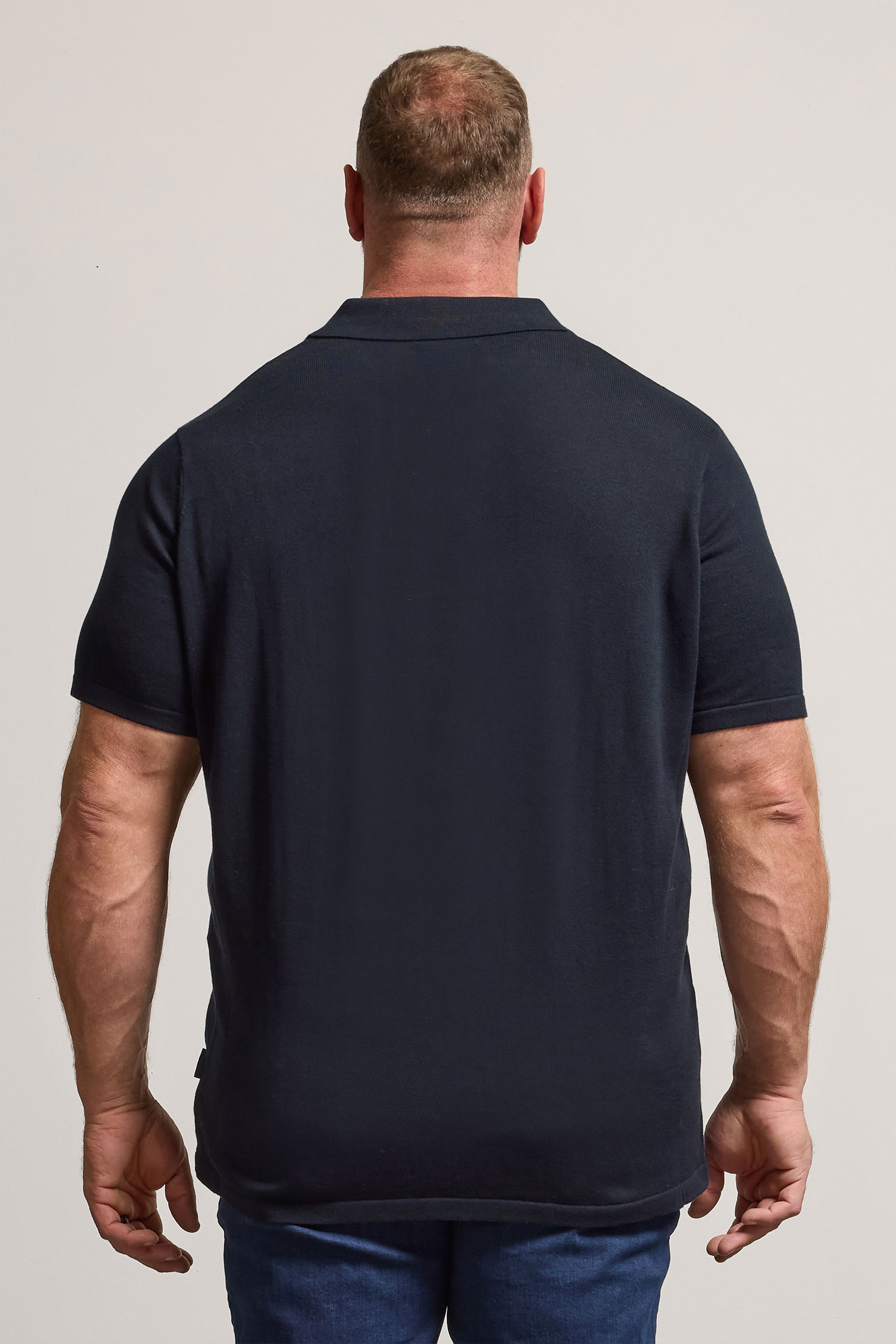 BadRhino Big & Tall Navy Blue Knitted Short Sleeve Polo Shirt | BadRhino 2