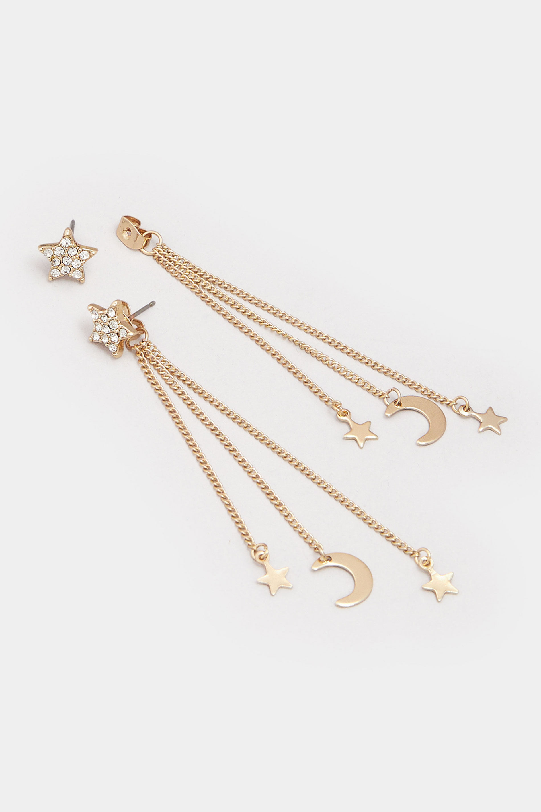 Gold Tone Celestial Tassel Earrings | Yours Clothing 2