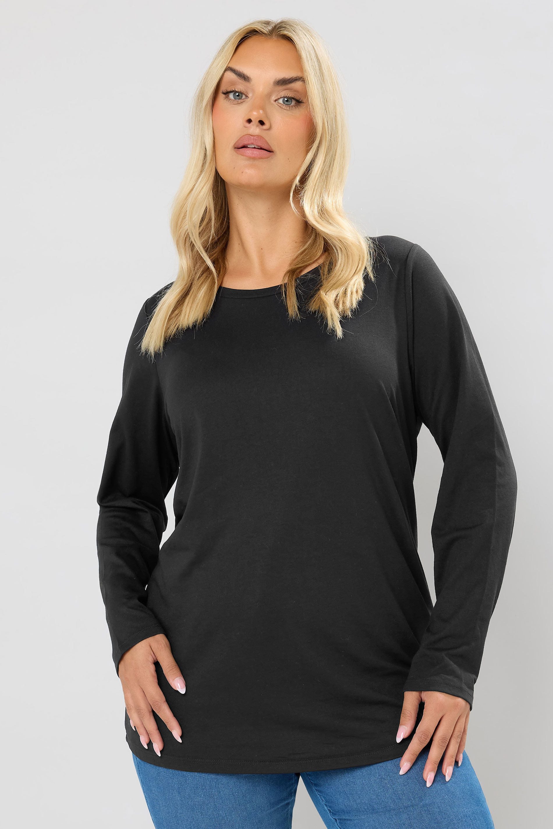 Plus Size Black Long Sleeve T-Shirt | Yours Clothing 3