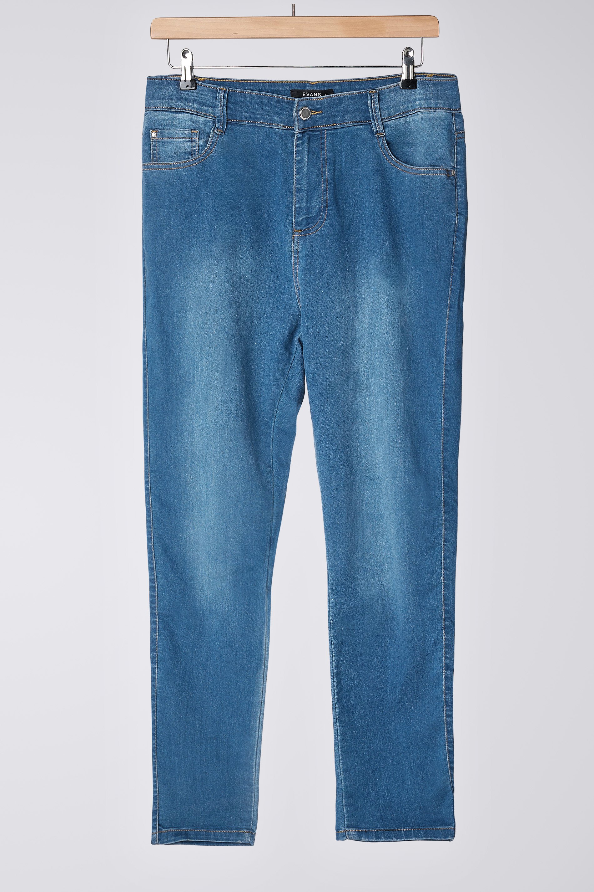 EVANS Plus Size Blue Midwash High Waisted Skinny Jeans 6