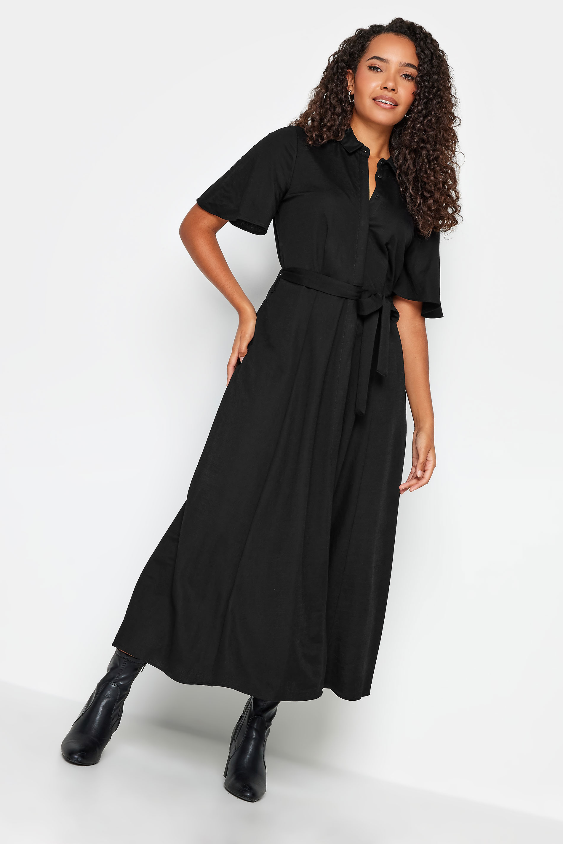 M&Co Black Button Through Collared Midaxi Dress | M&Co 2