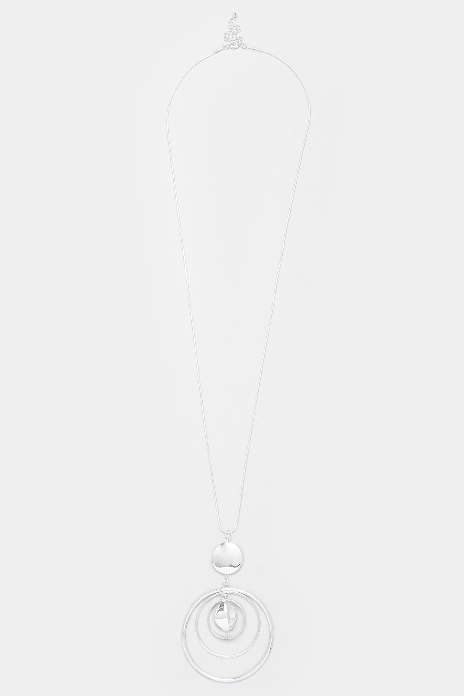 Silver Tone Mixed Circle Long Necklace | Yours Clothing 3