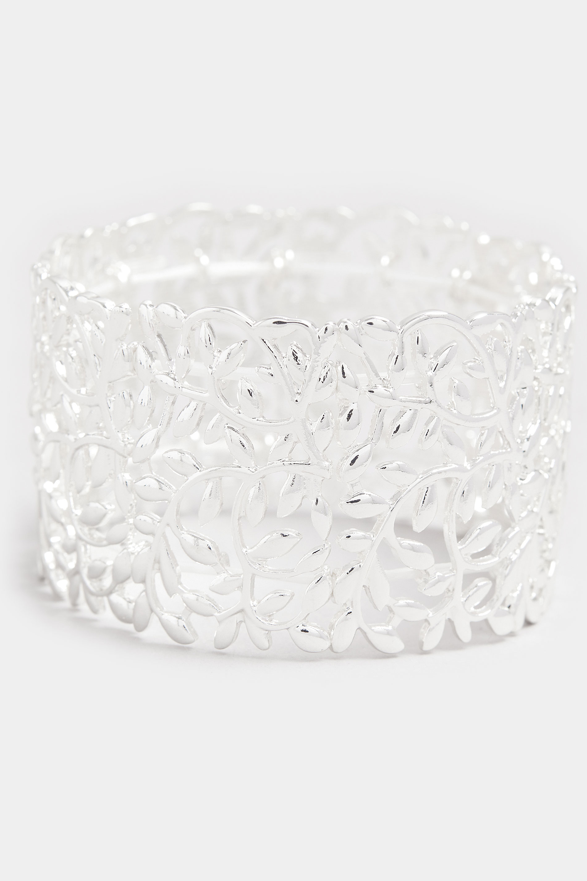 Silver Tone Filigree Leaf Stretch Bracelet | Yours Clothing 2