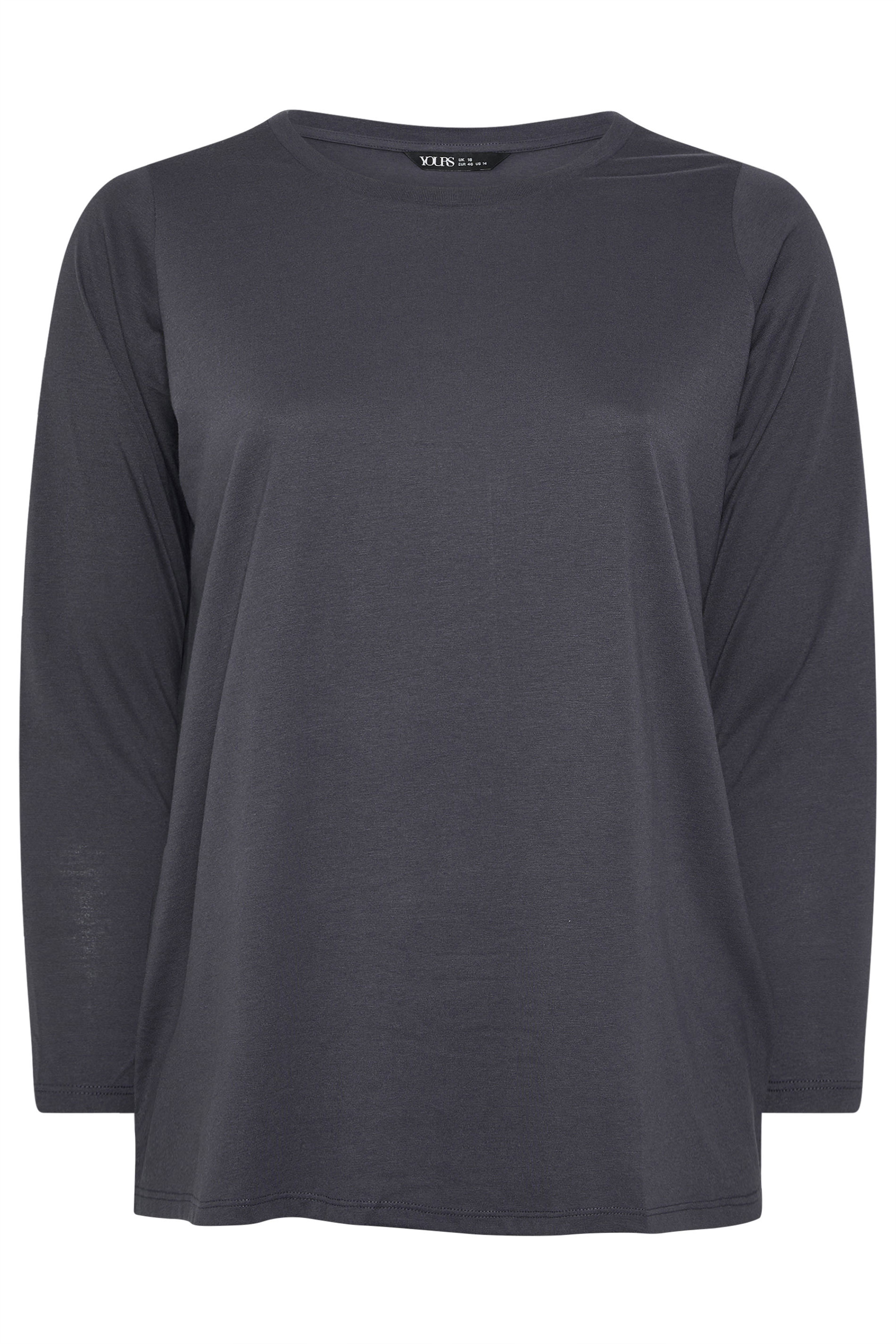 YOURS Plus Size Grey Long Sleeve Core T-Shirt | Yours Clothing 5