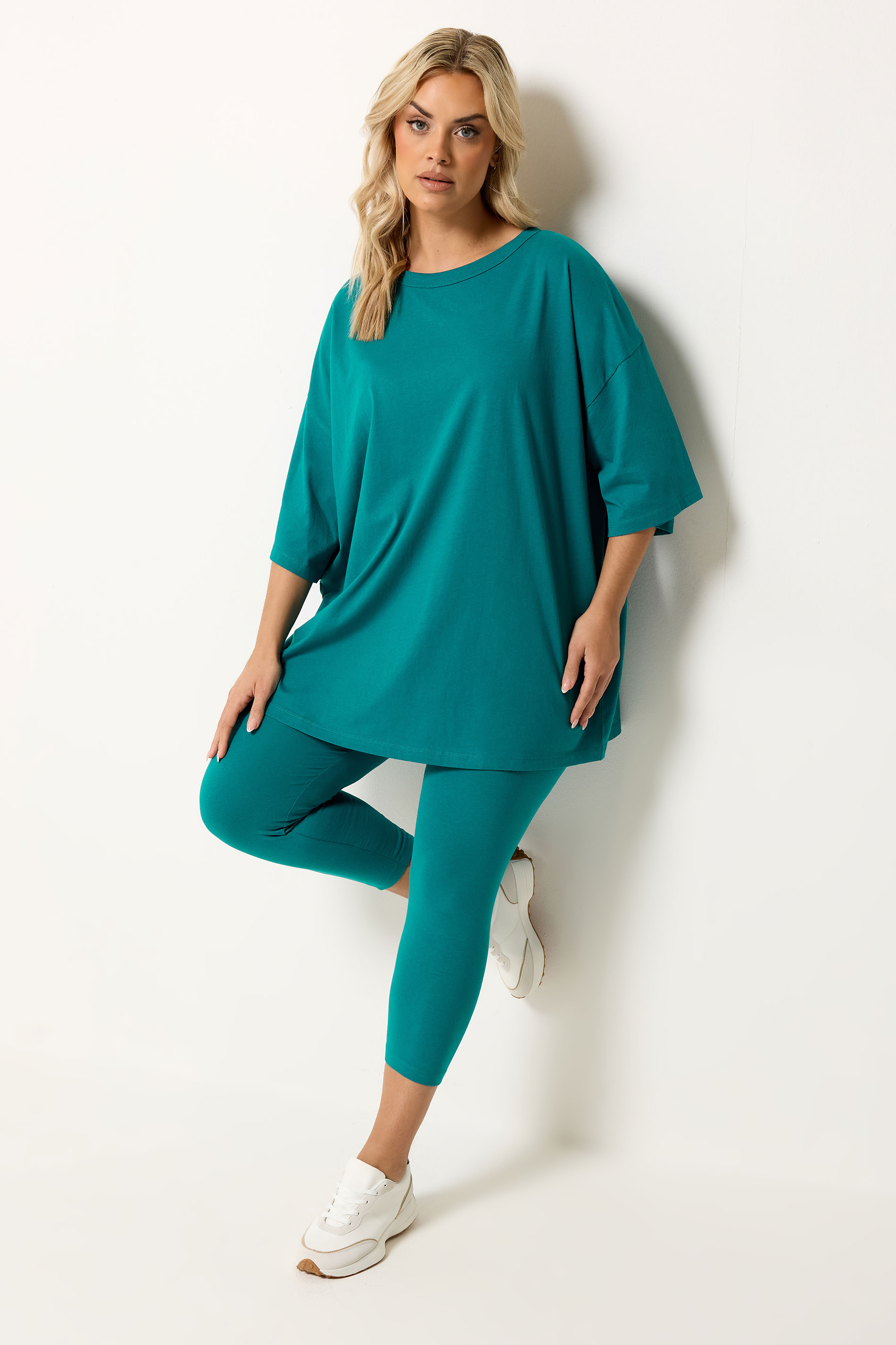YOURS Plus Size Teal Blue Boxy T-Shirt | Yours Clothing 1