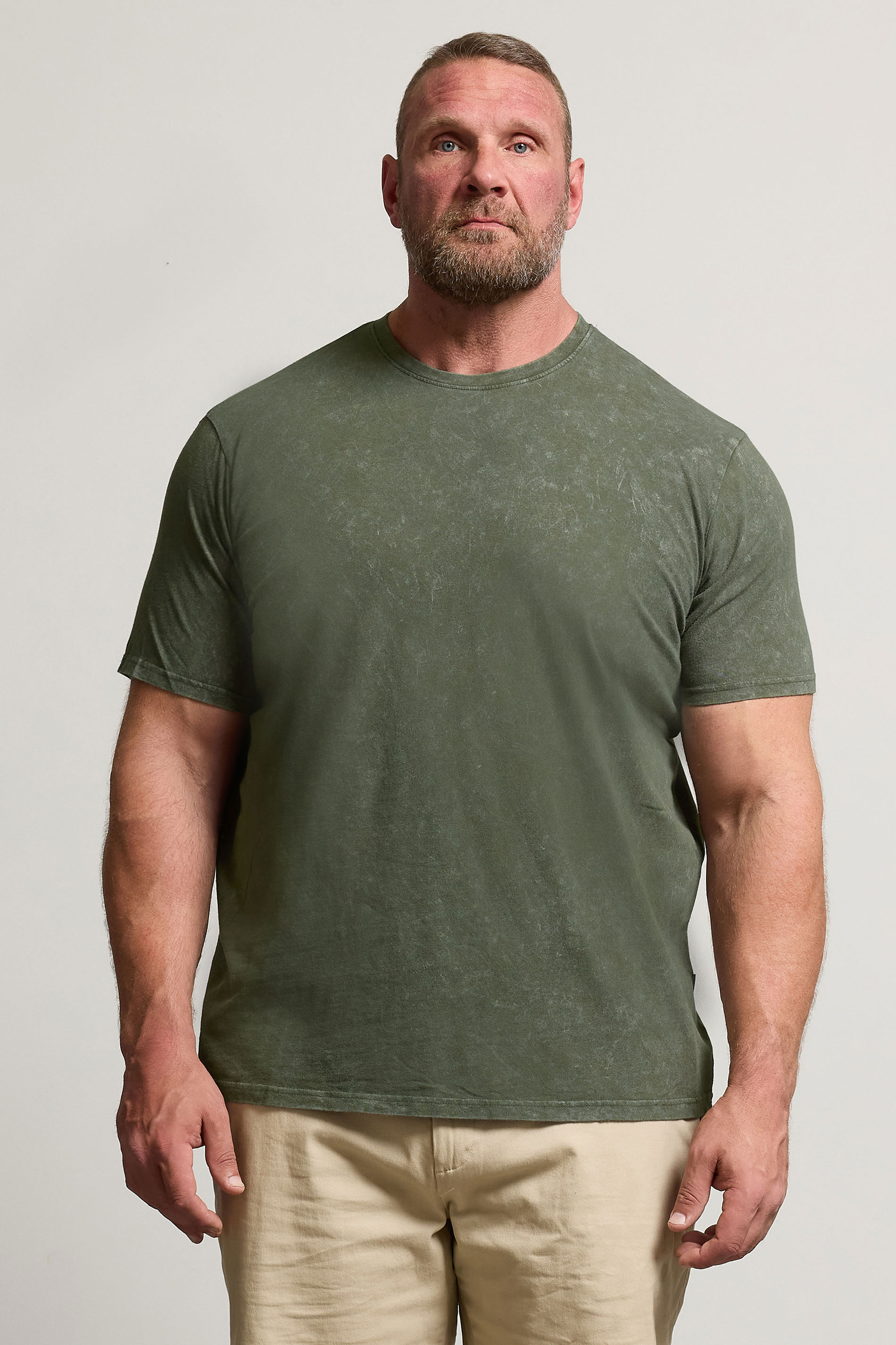 BadRhino Big & Tall Khaki Green Acid Wash T-Shirt | BadRhino 3