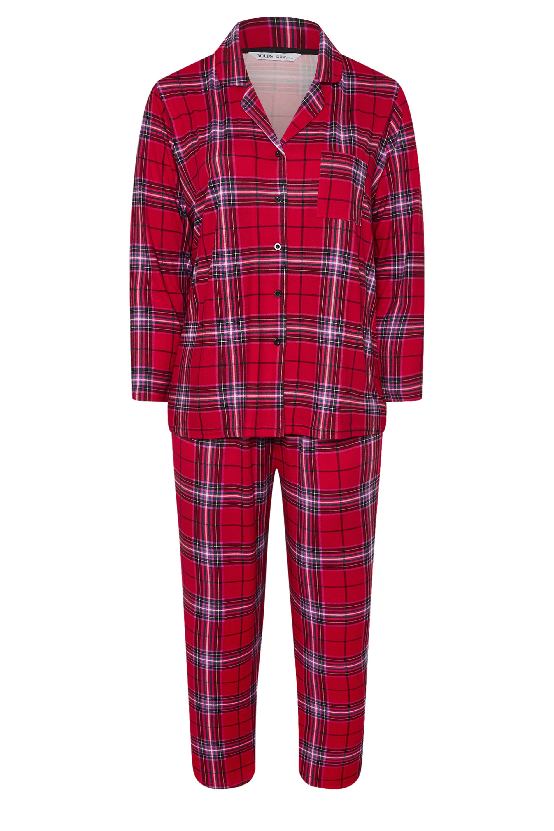 YOURS Plus Size Red Check Soft Touch Pyjama Set | Yours Clothing 6