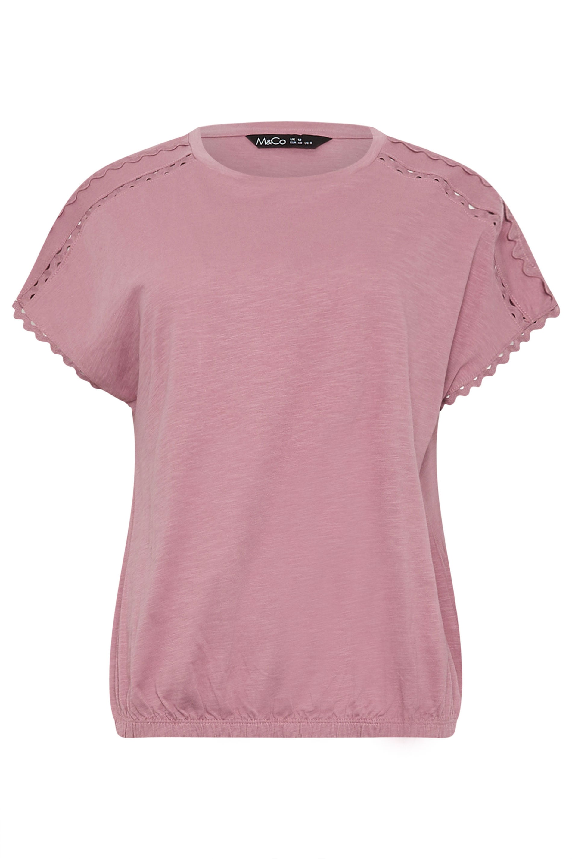 M&Co Pink Scallop Trim Detail Cotton Top | M&Co 5