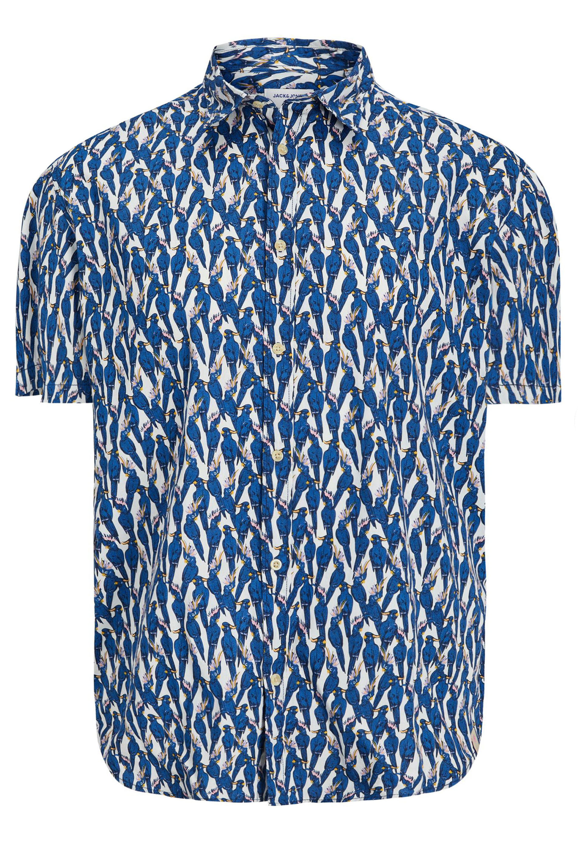 JACK & JONES Big & Tall Plus Size Blue Animal Print Short Sleeve Shirt | BadRhino  1