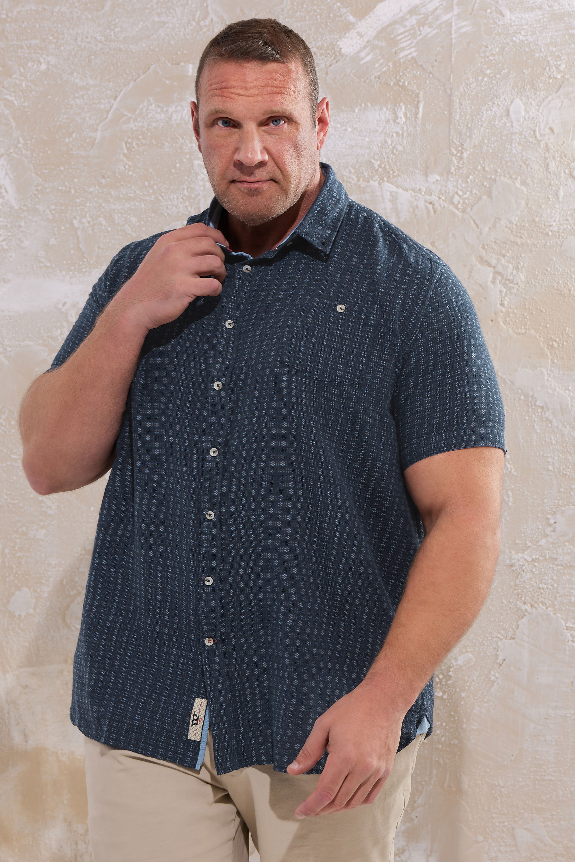 D555 Navy Blue Jacquard Linen Shirt | BadRhino 3