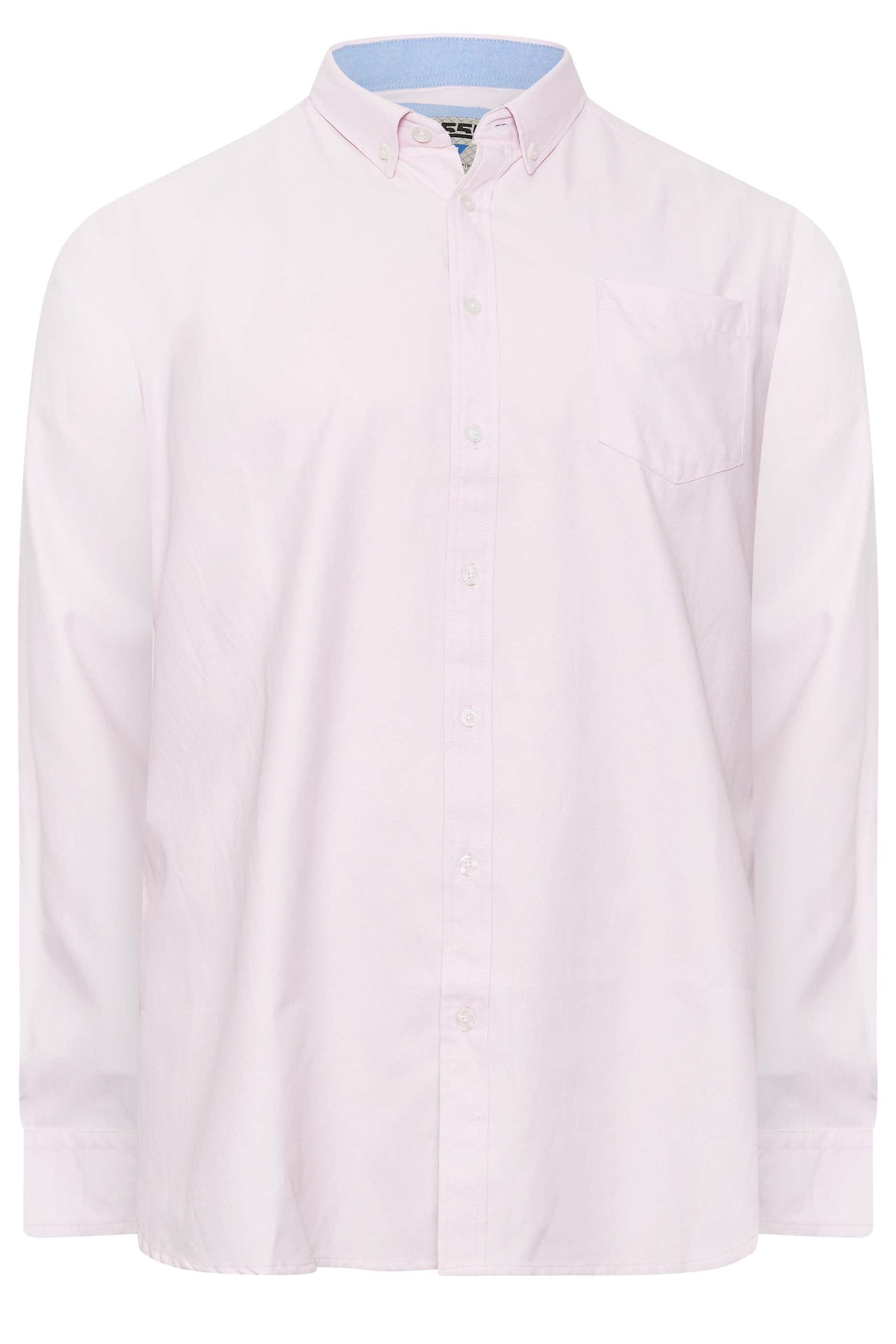 D555 Big & Tall Pink Long Sleeve Oxford Shirt | BadRhino 2