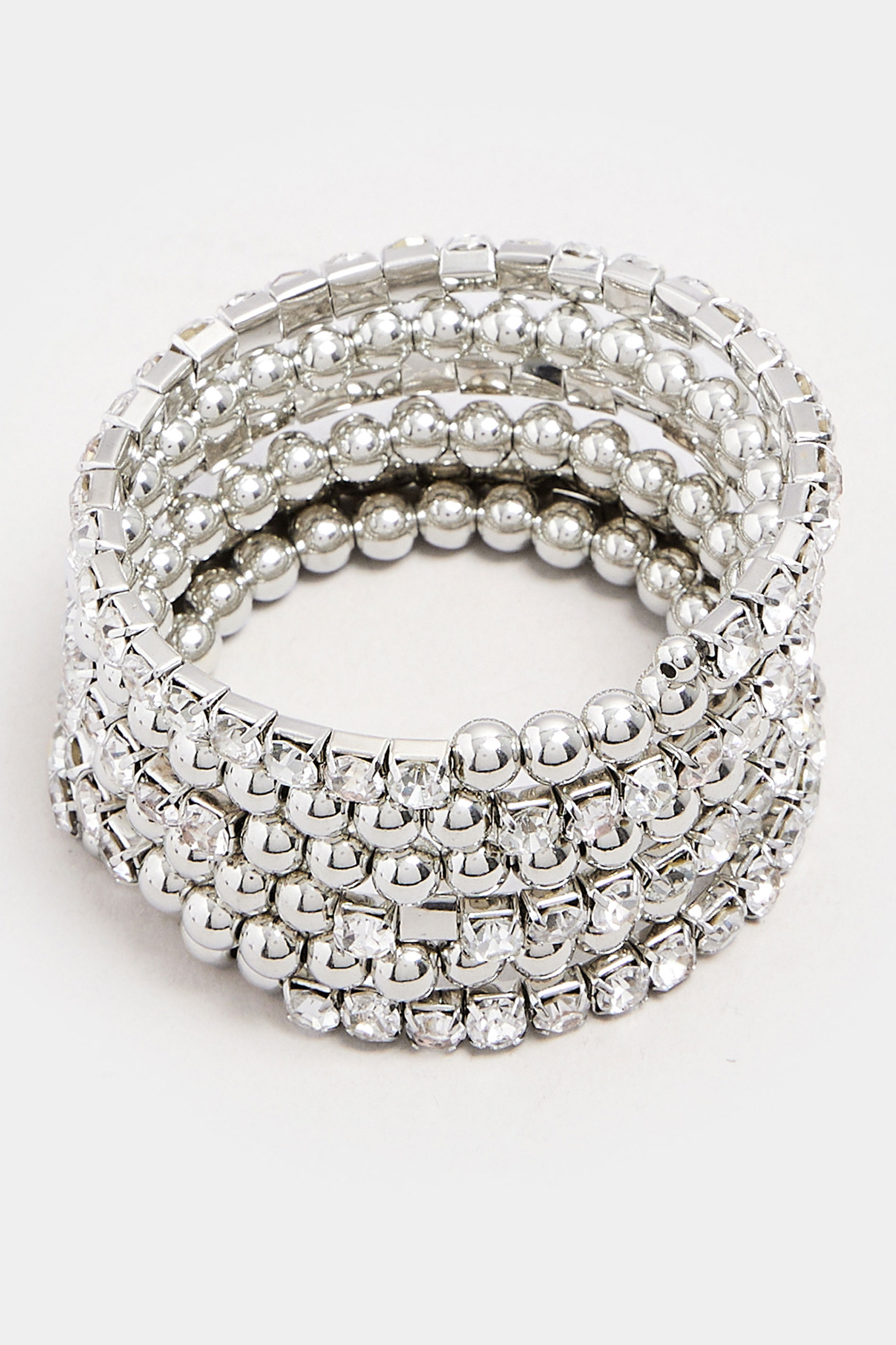 Silver Tone Diamante Stretch Statement Bracelet | Yours Clothing 3