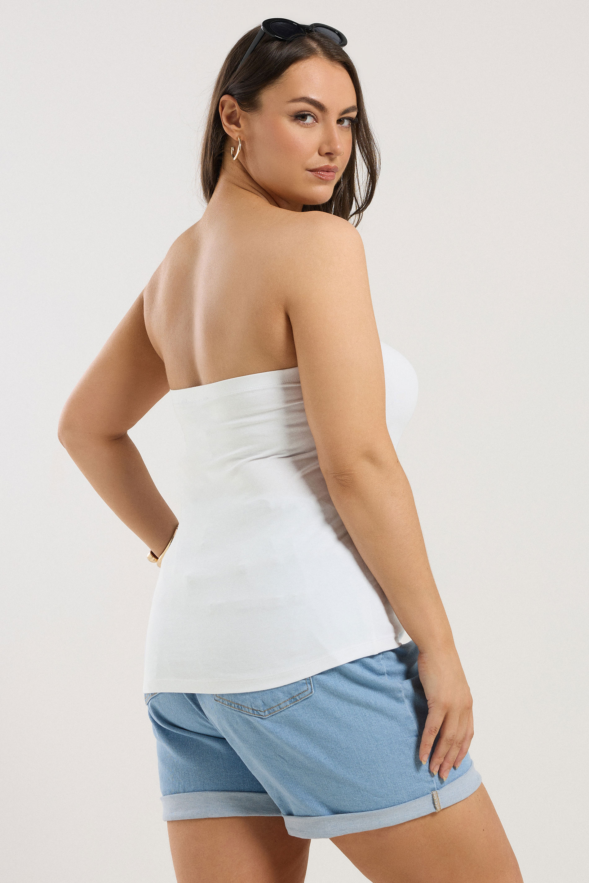 YOURS Plus Size White Bandeau Top | Yours Clothing 2