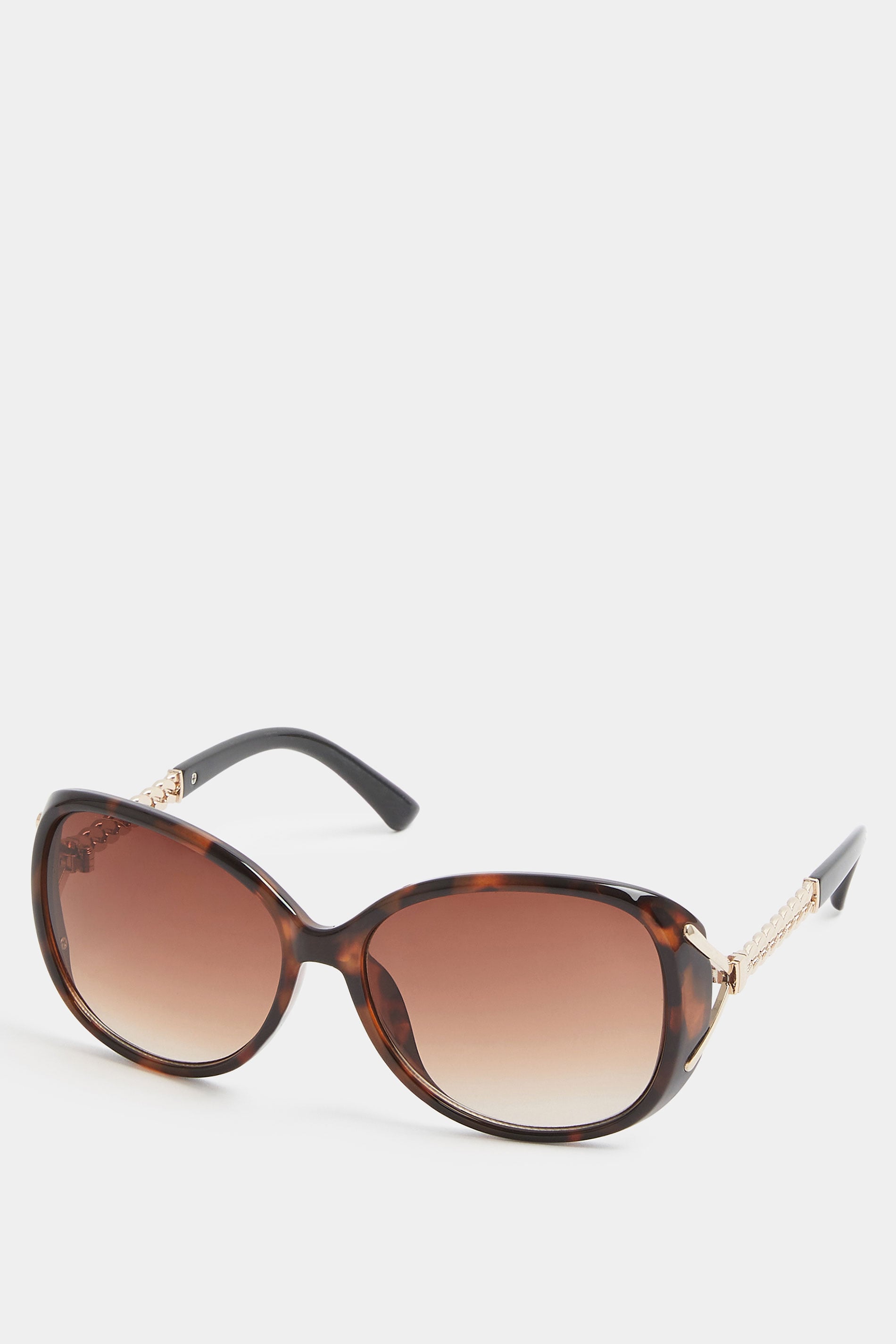 Brown Chain Oval Sunglasses | Yours Clothing 2