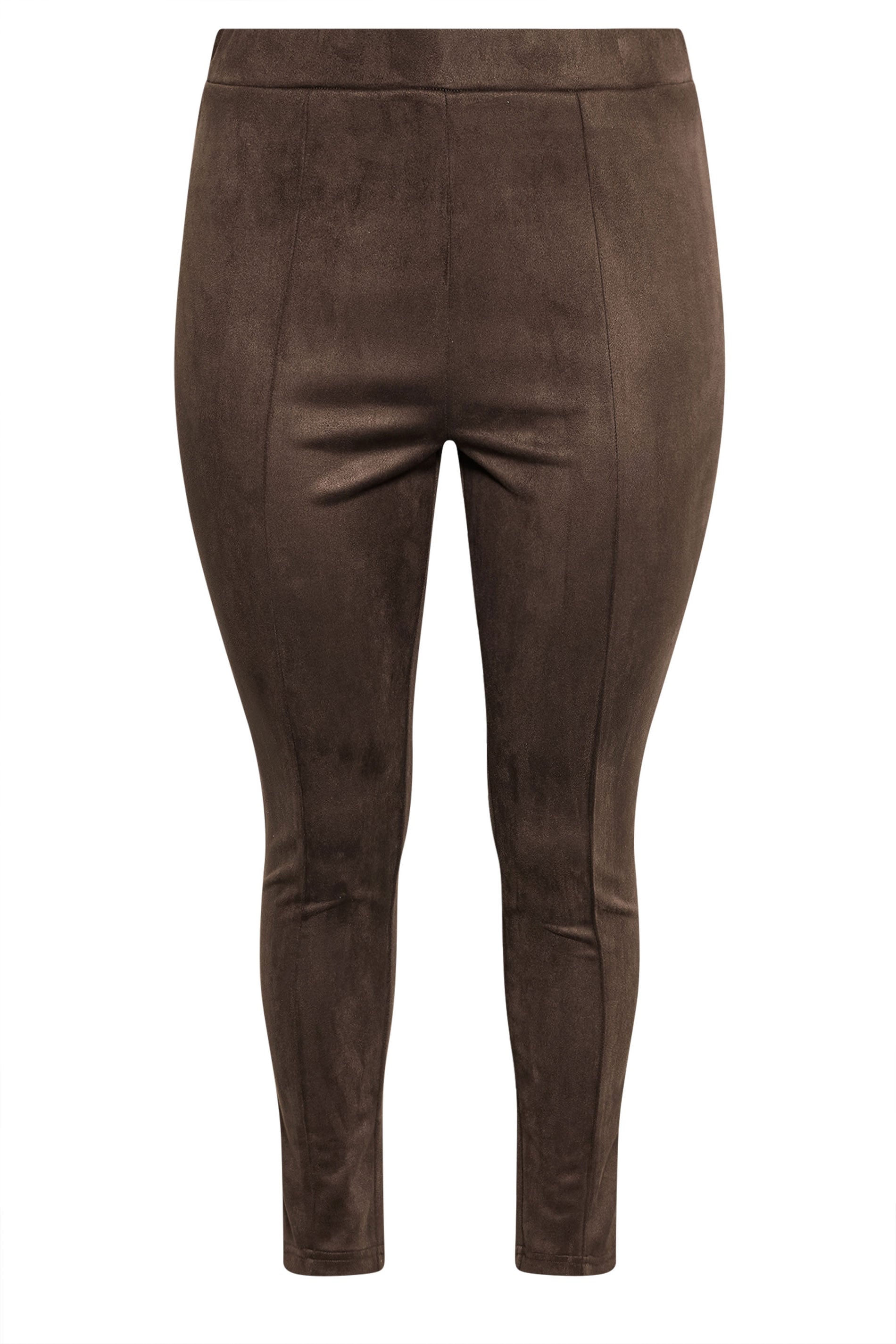 YOURS Plus Size Chocolate Brown Faux Suede Leggings | Yours Clothing 6