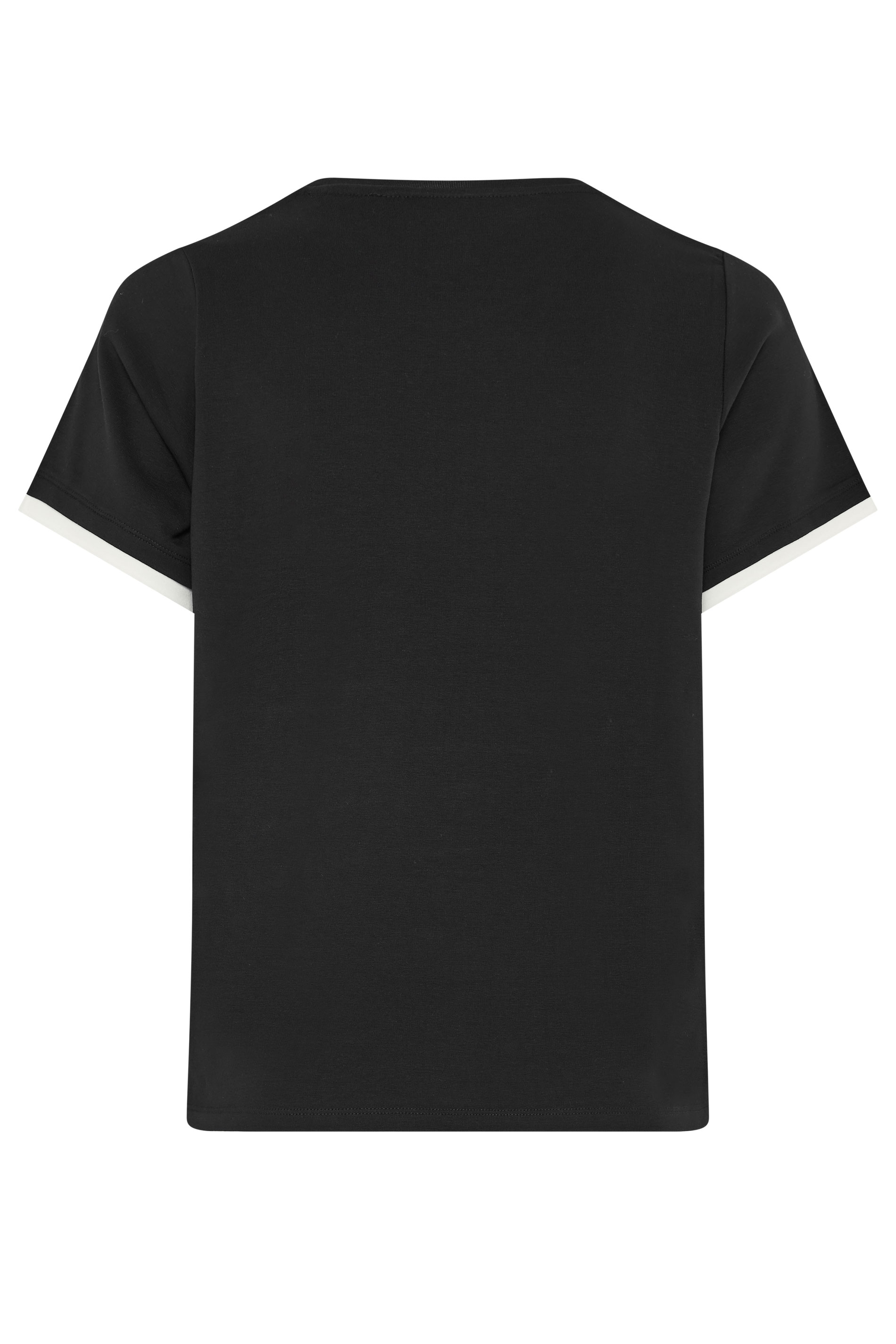 YOURS Plus Size Black Contrast Trim Ringer T-Shirt | Yours Clothing 6