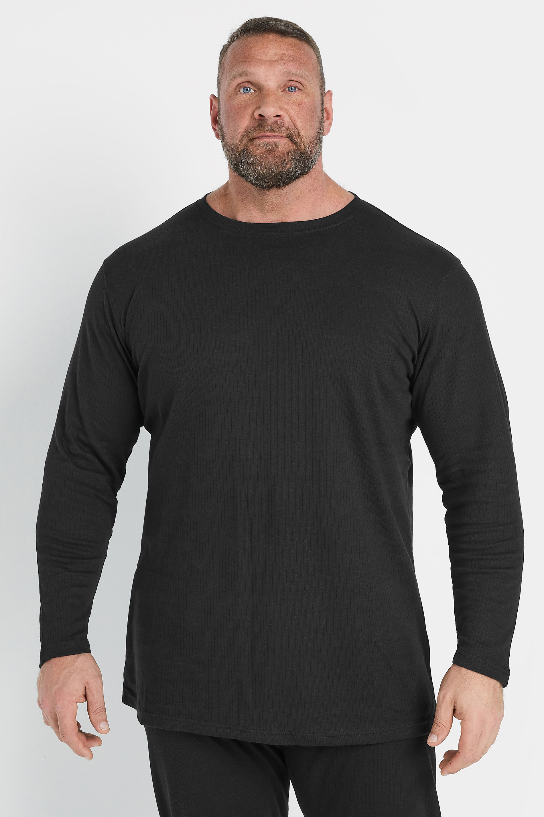 D555 Big & Tall Black Thermal Long Sleeve T-Shirt | BadRhino 3