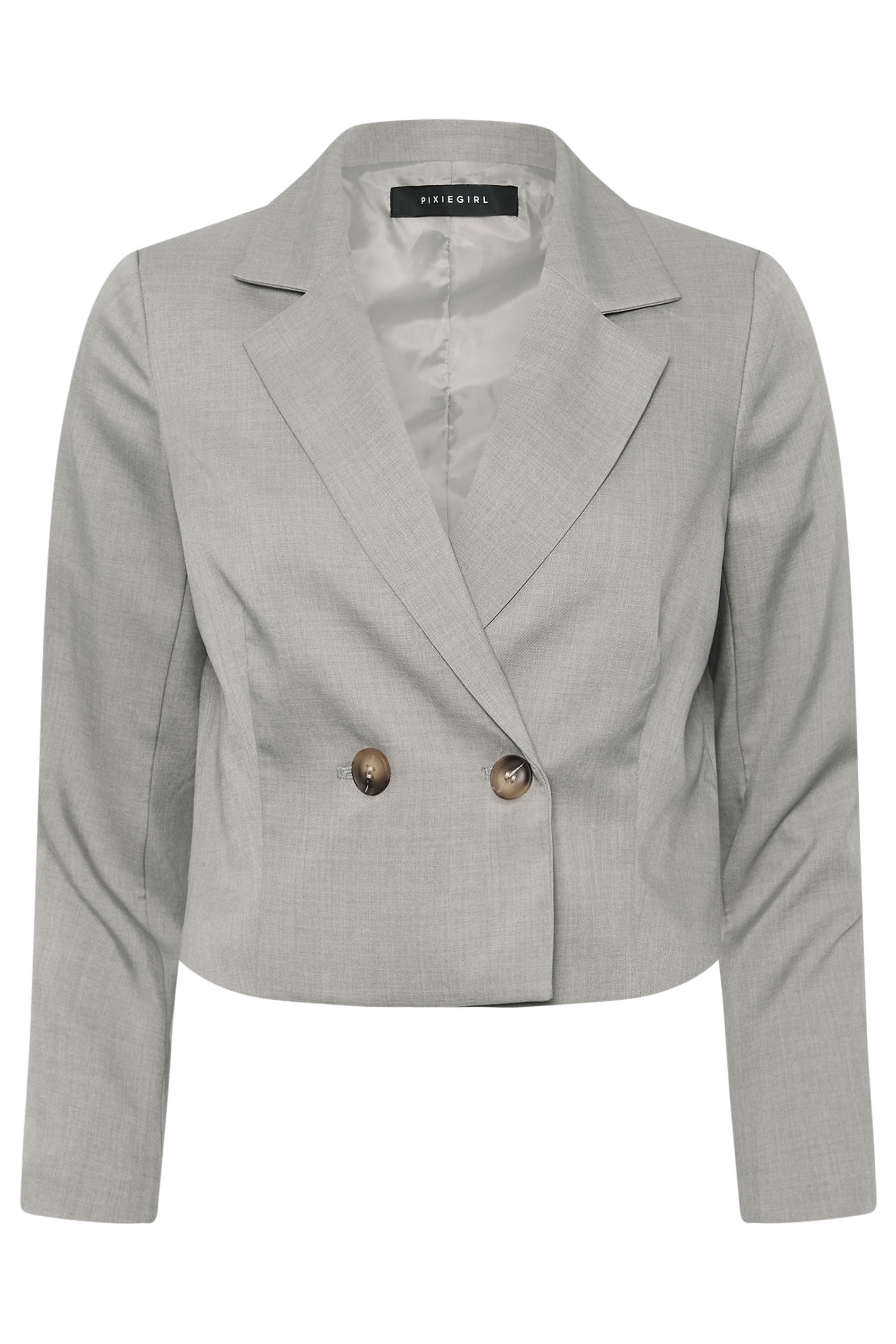 PixieGirl Petite Women's Light Grey Tailored Cropped Blazer | PixieGirl 8